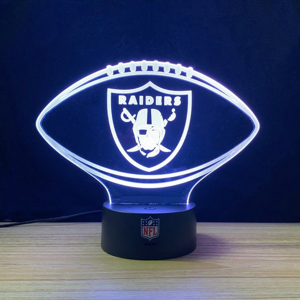 Las Vegas Raiders LED Dekolicht Teamlogo Football Lampe, LED fest integriert, Rot, Blau, Grün, Gelb, Weiß, Lila, Farbwechsel