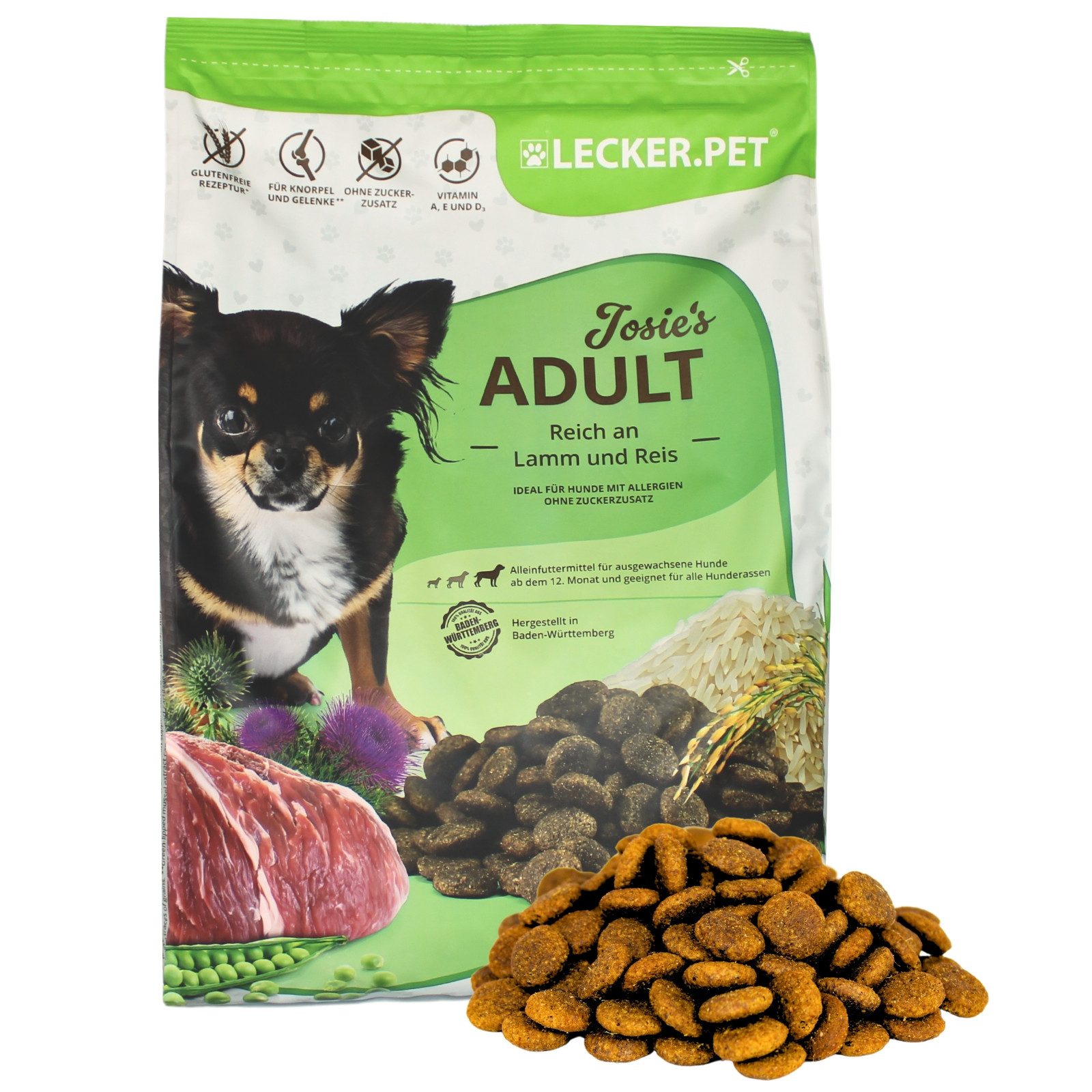 Lecker.Pet 4 kg Lecker.Pet® Josie's Adult Lamm & Reis Hundefutter Trockenfutter, Trockenfutter für: Hund von Lecker.Pet