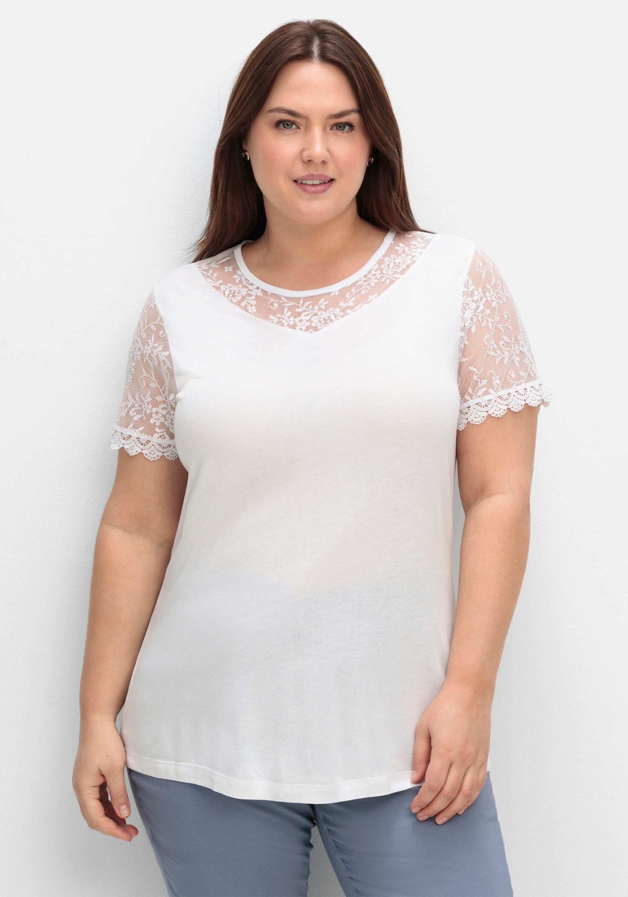 Sieh an! T-Shirt Rundhals-Shirt Kurzarm mit Rundhalsausschnitt günstig online kaufen