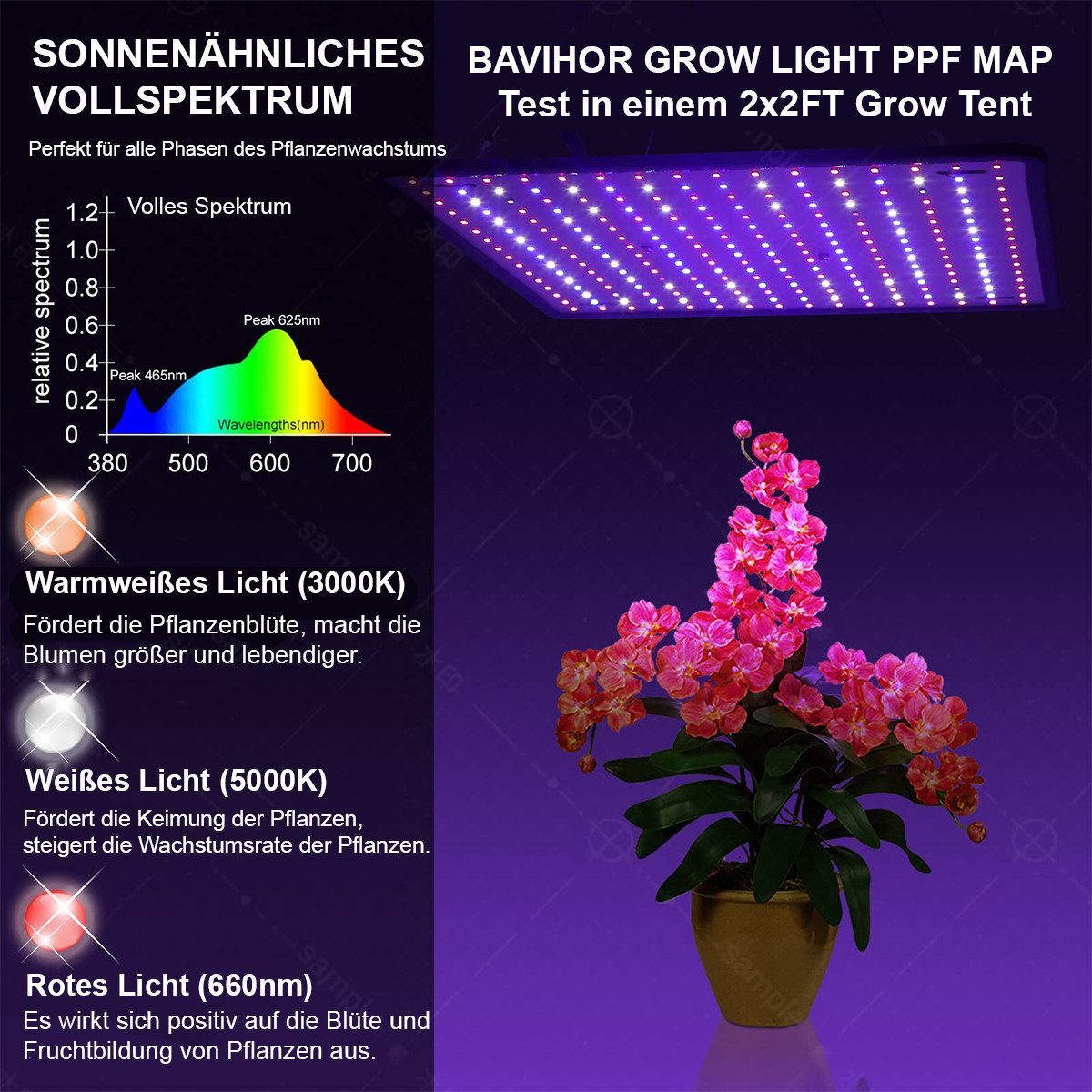 POPOLIC Pflanzenlampe 256 LEDs,IP20,295x295x30mm,Pflanzenlicht für Gewächsh günstig online kaufen