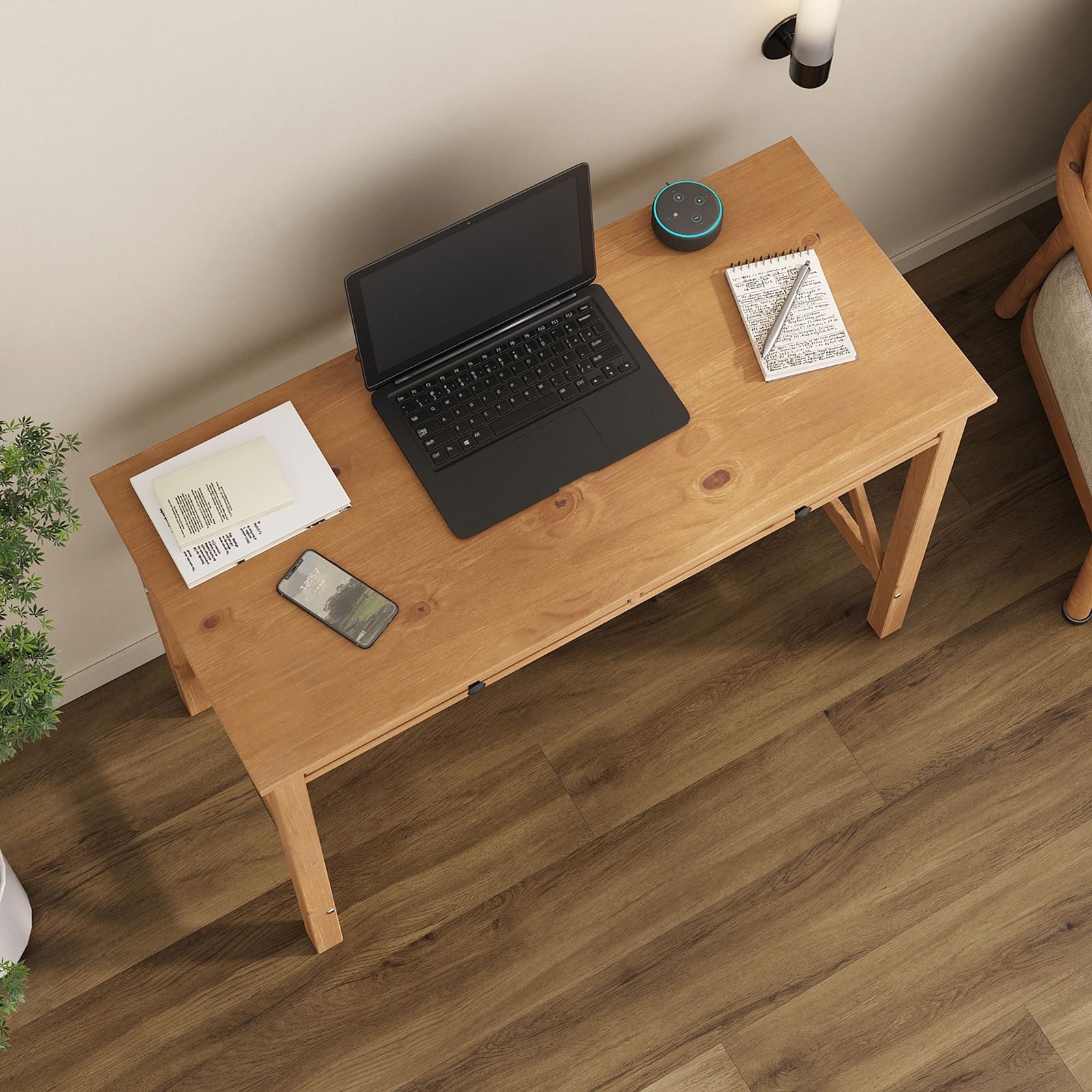 IDIMEX Schreibtisch ADRIAN, Bürotisch mit 2 Schubladen aus Massivholz im Landhausstil Eichefarben