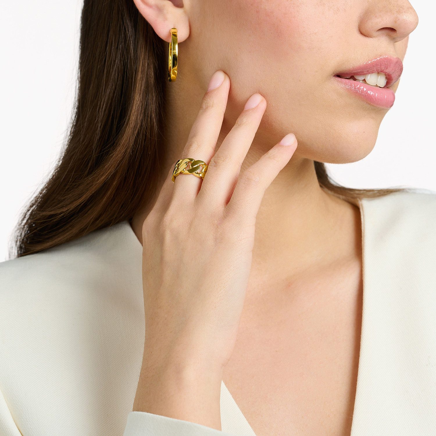 THOMAS SABO Silberring Goldfarbener Panzerglieder günstig online kaufen