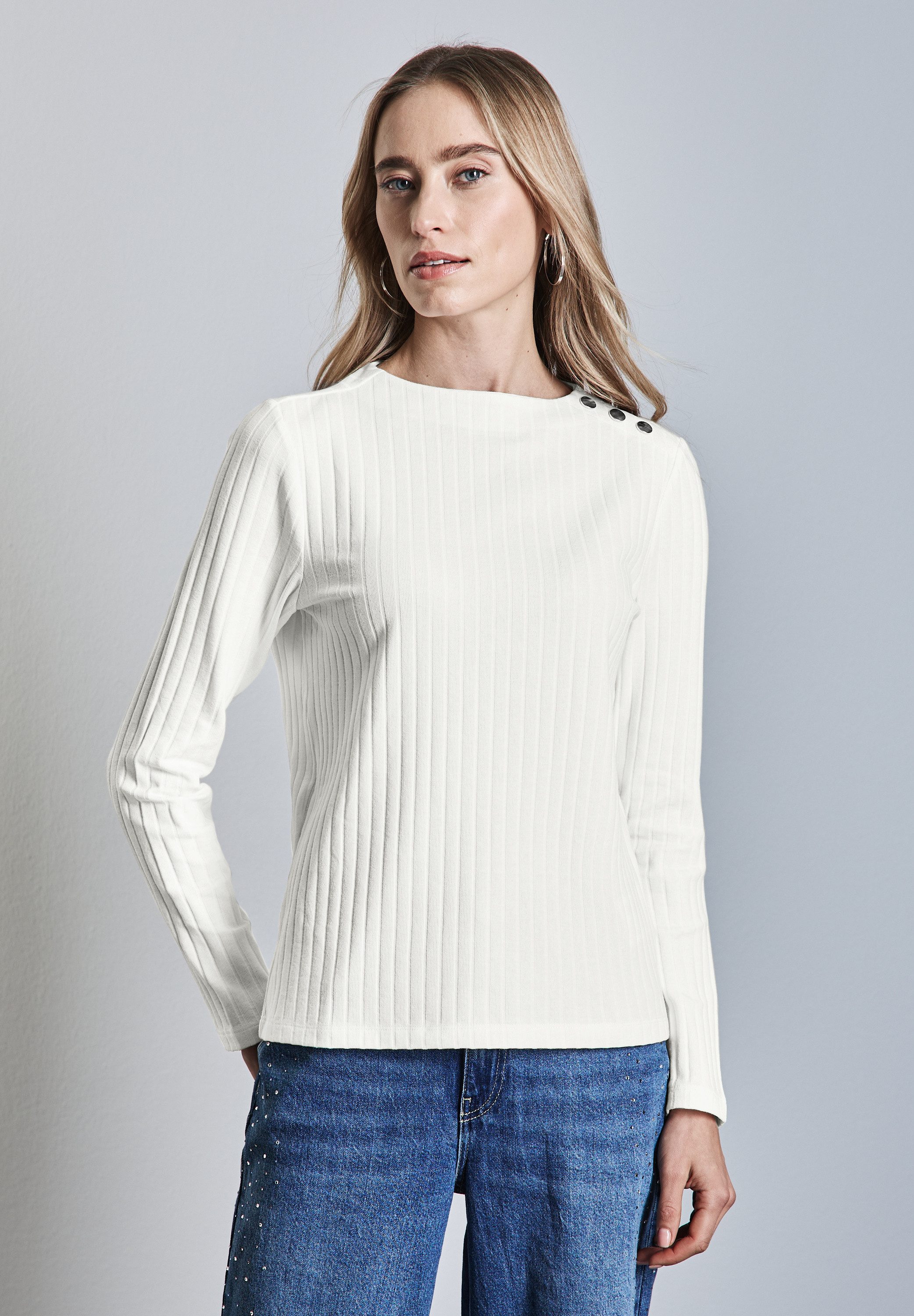 STREET ONE Langarmshirt im soften Baumwoll-Mix. Reduzierter Preis € 29,99. Unverbindliche Preisempfehlung € 39,99