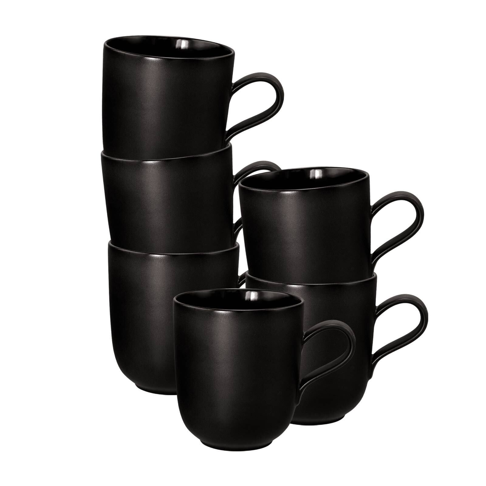 Seltmann Weiden Becher Liberty Velvet Black Kaffeebecher 400 ml 6er Set, 6-tlg., Porzellan