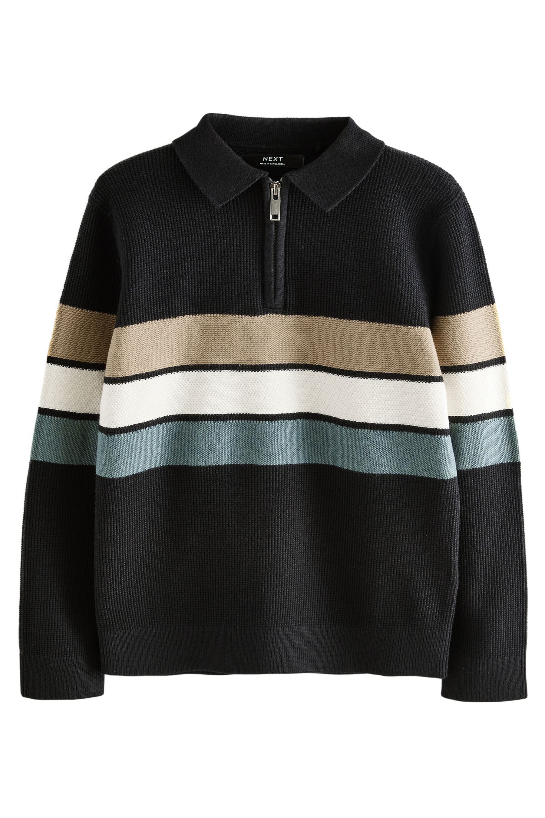 Next Langarm-Poloshirt Strick-Poloshirt mit langen Ärmeln und RV-Kragen (1-tlg)