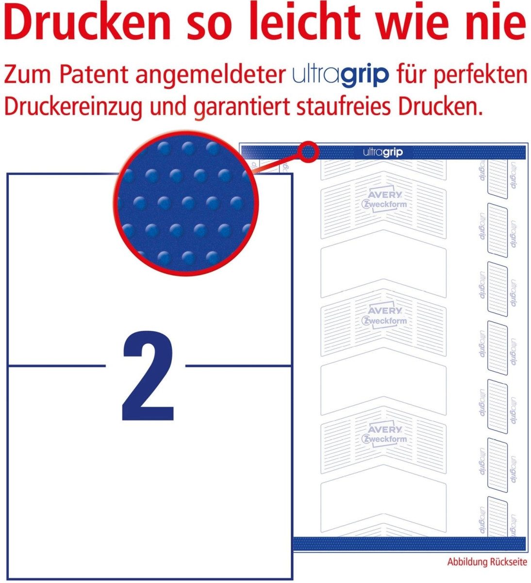 Avery Zweckform Etiketten Universal-Etiketten ultragrip 210x148 mm VE=200 Etiketten / 100 Bogen