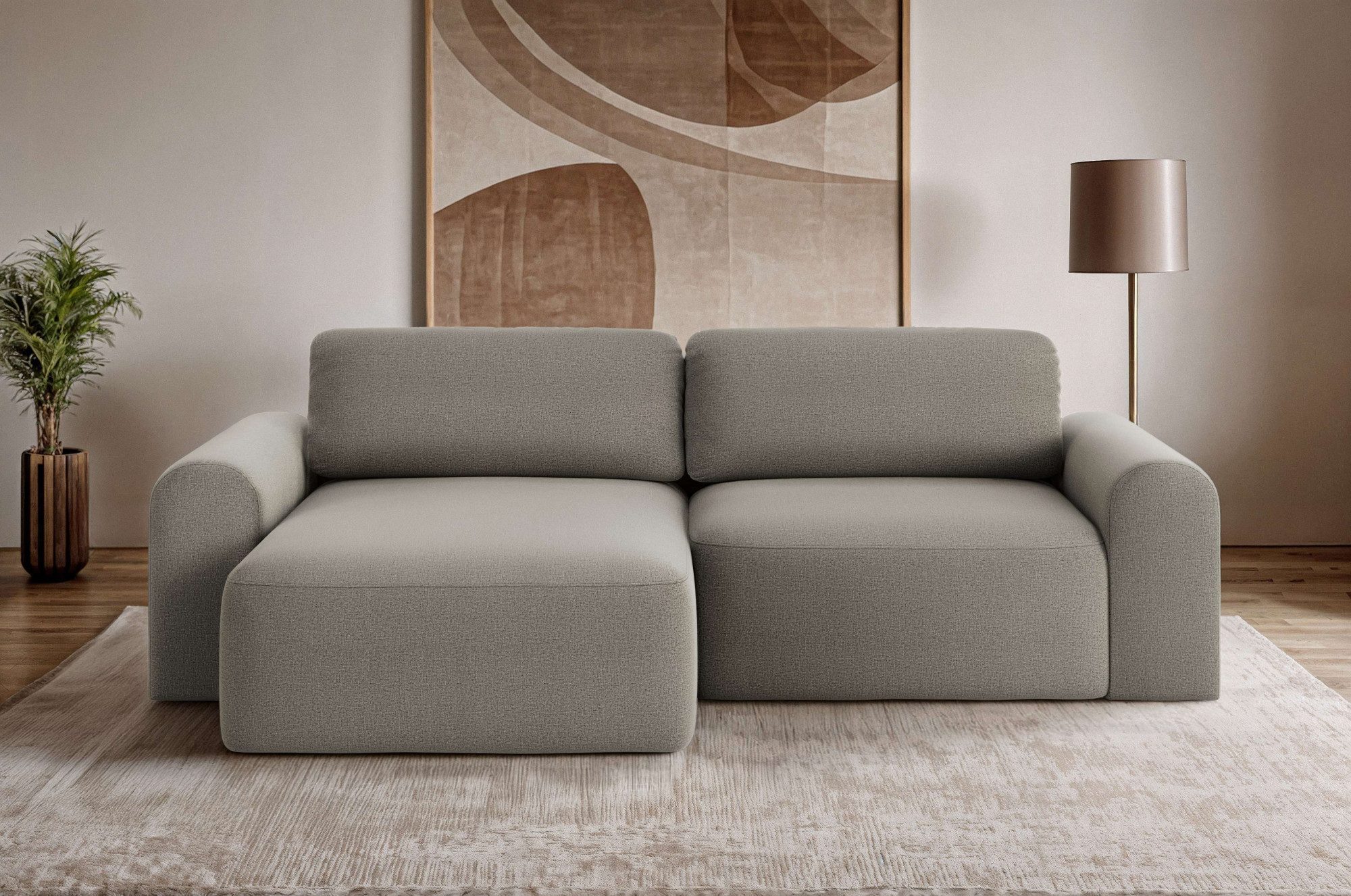 OTTO home Ecksofa LEOO universell Schlafsofa mit Bettkasten, Maße B/T/H: 272/152/84,5 cm, L-Form mit Recamiere rechts oder links montierbar, hoher Sitzkomfort