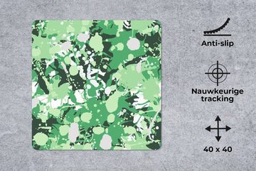 MuchoWow Gaming Mauspad Muster - Grün - Camouflage (1-St), Mousepad mit Rutschfester Unterseite, Gaming, 40x40 cm, XXL, Großes