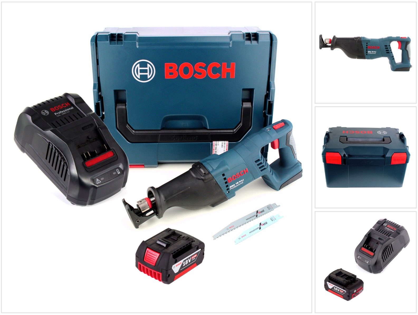 Bosch Professional Akku-Reciprosäge GSA 18 V-LI Akku Säbelsäge 18V + 1x Akku 5,0Ah + Ladegerät + L-Boxx