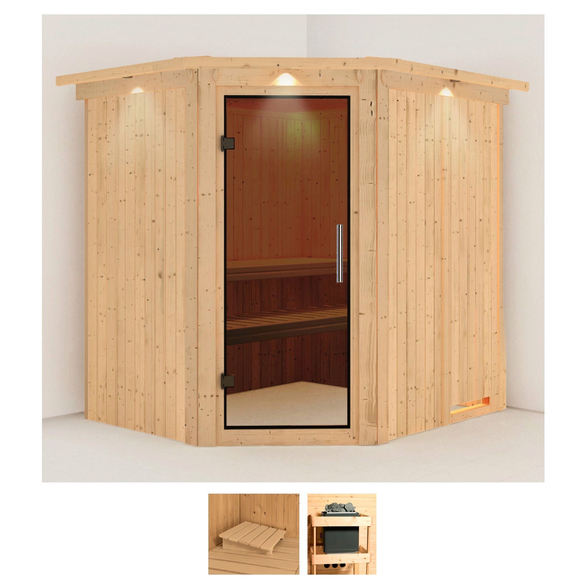 Karibu Sauna Siirin, BxTxH: 210 x 184 x 202 cm, 68 mm, (Set) ohne Ofen