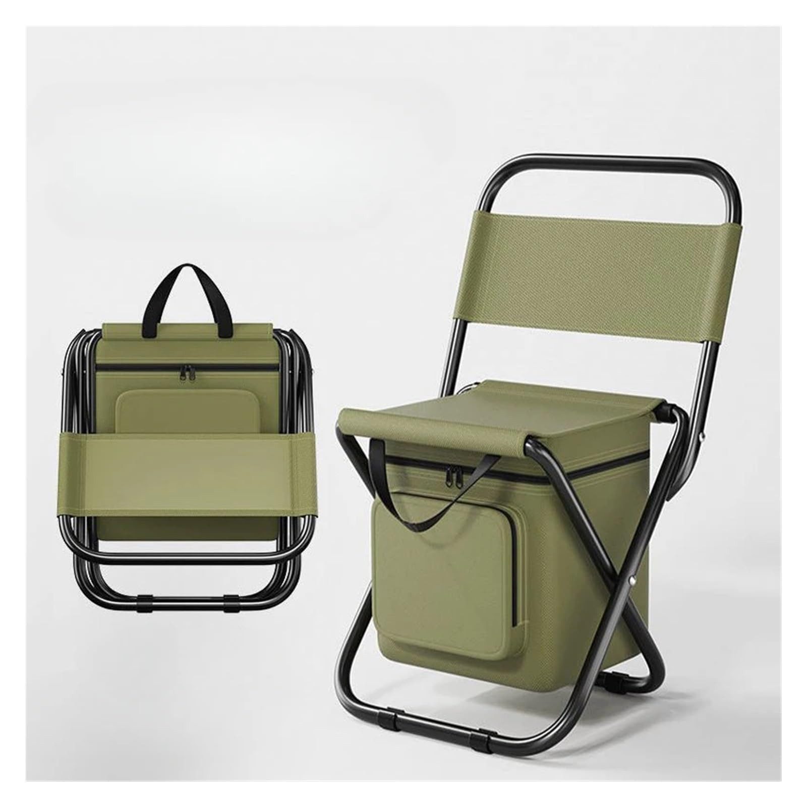FOUORTUNATE-BEE Hocker Faltstuhl Outdoor mit Kühlfach Campingstuhl tragbar kompakt, Für Angeln Camping Picknick Garten tragbarer Klappstuhl mit Tasche