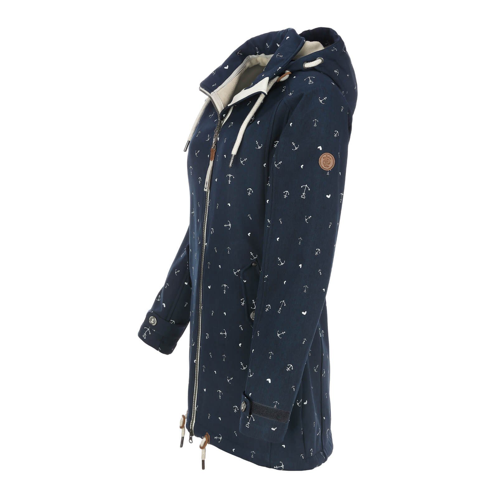 navy Fashion melange Softshelljacke Anker Damen Plön mit Allover-Print Softshellmantel Fleece-Innenfutter Dry