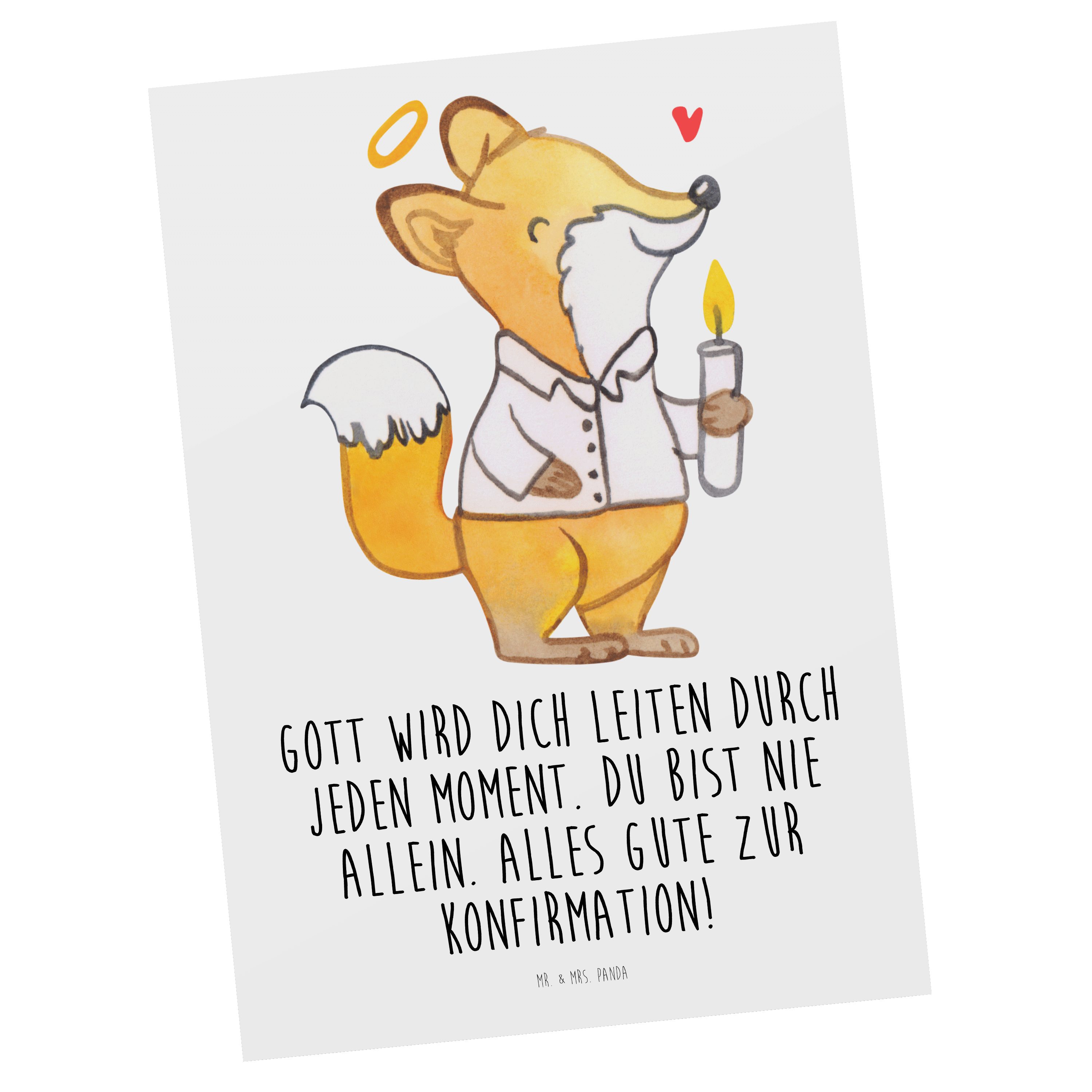 Mr. & Mrs. Panda Postkarte Fuchs Konfirmation - Weiß - Geschenk, Gläubig, Alles Gute, Dankeskart