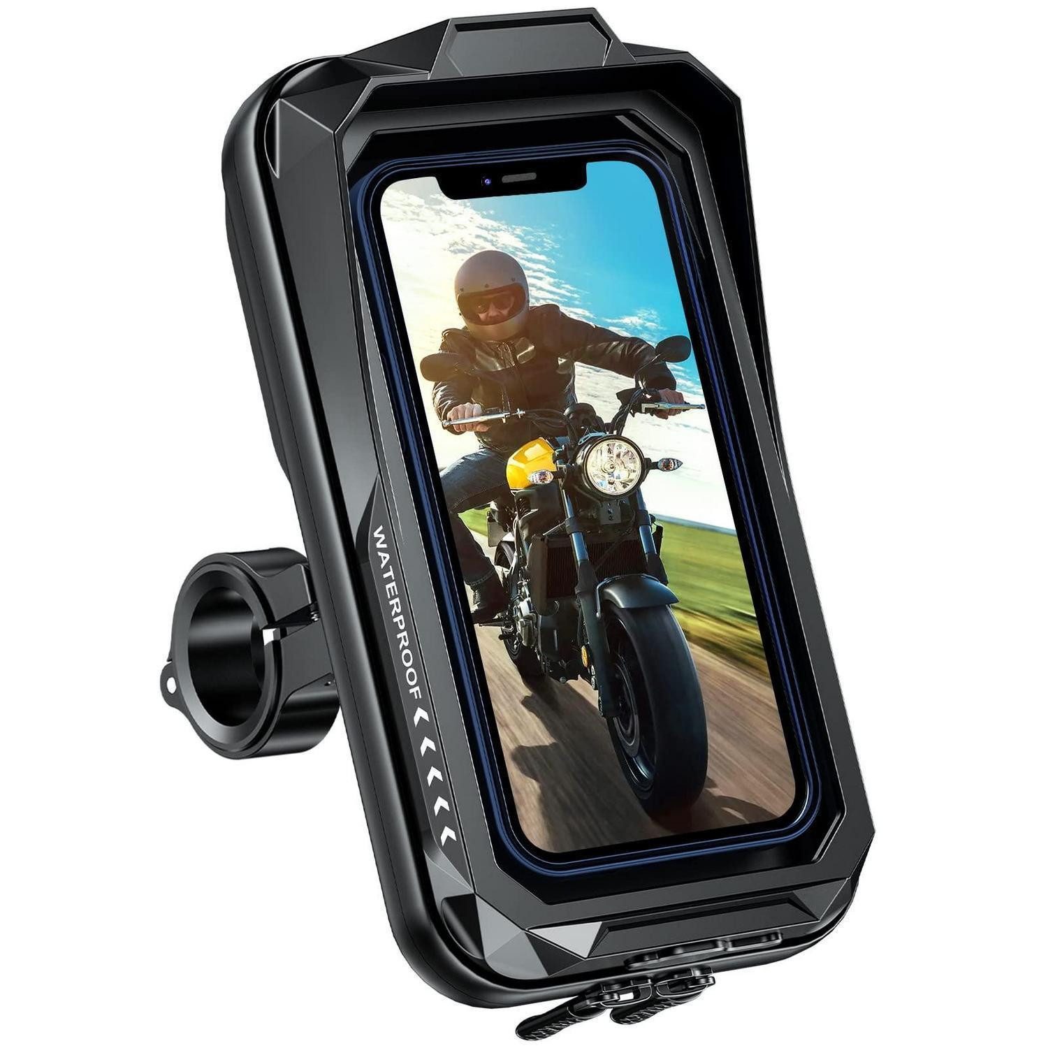 Handy-Halterung Handyhalterung Motorrad Wasserdicht Antishake 360Grad 7Zoll Schwarz A