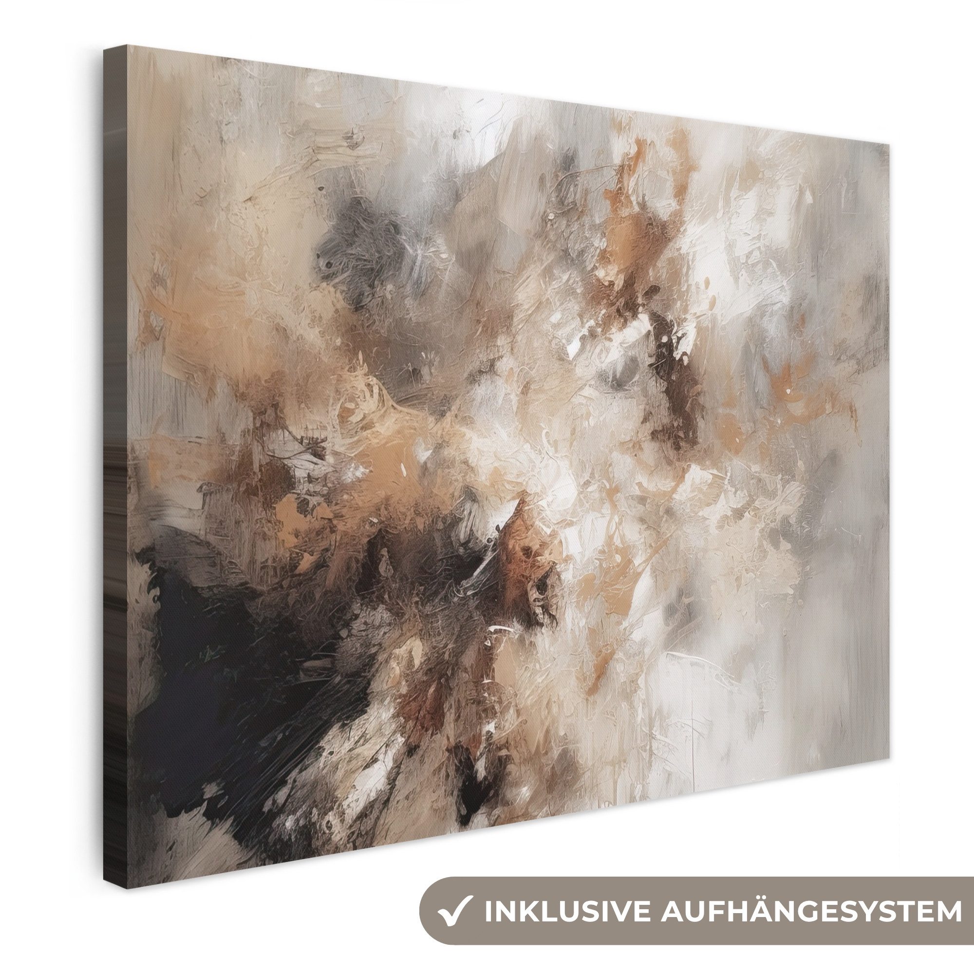 OneMillionCanvasses® Leinwandbild Farbe - Abstrakt - Beige - Kunst, Fotodruck (1 St), Leinwand Bilder für Wohnzimmer Schlafzimmer 80x60 cm