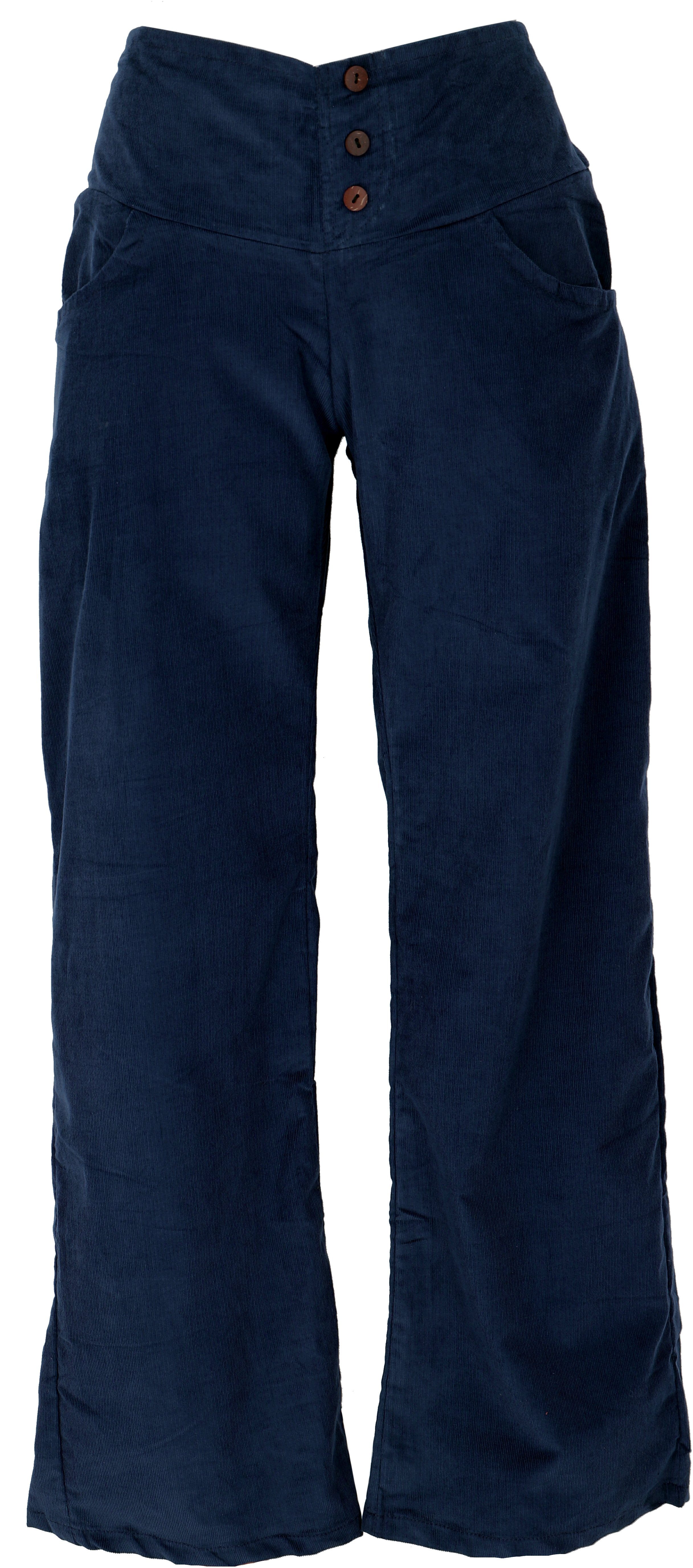 Guru-Shop Relaxhose Cordhose mit Style, leicht Bekleidung Ethno Bein dunkelblau -.. alternative ausgestelltem