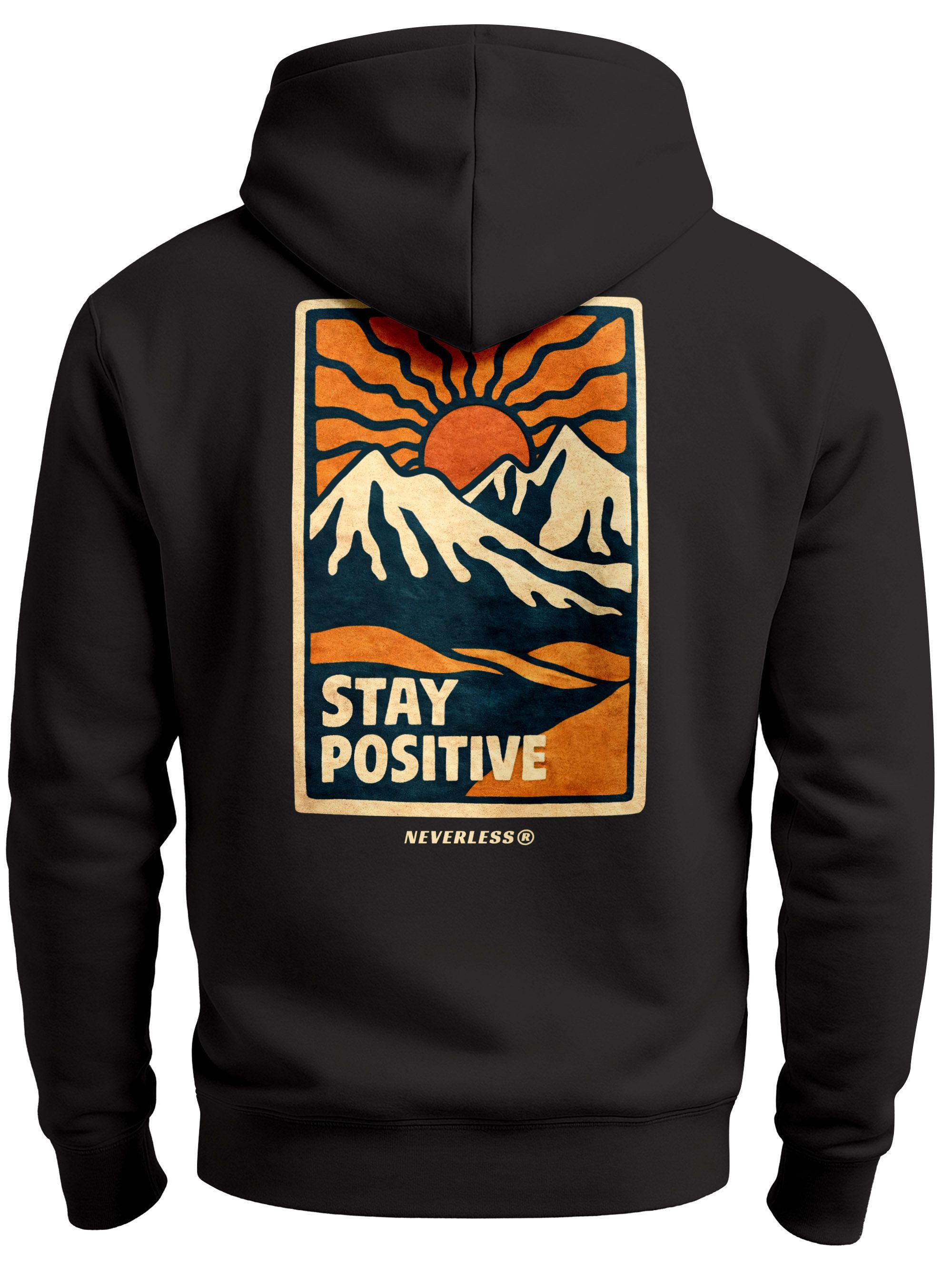 Neverless Hoodie Herren Hoodie Backprint Outdoor Stay Positive Berge Advent günstig online kaufen