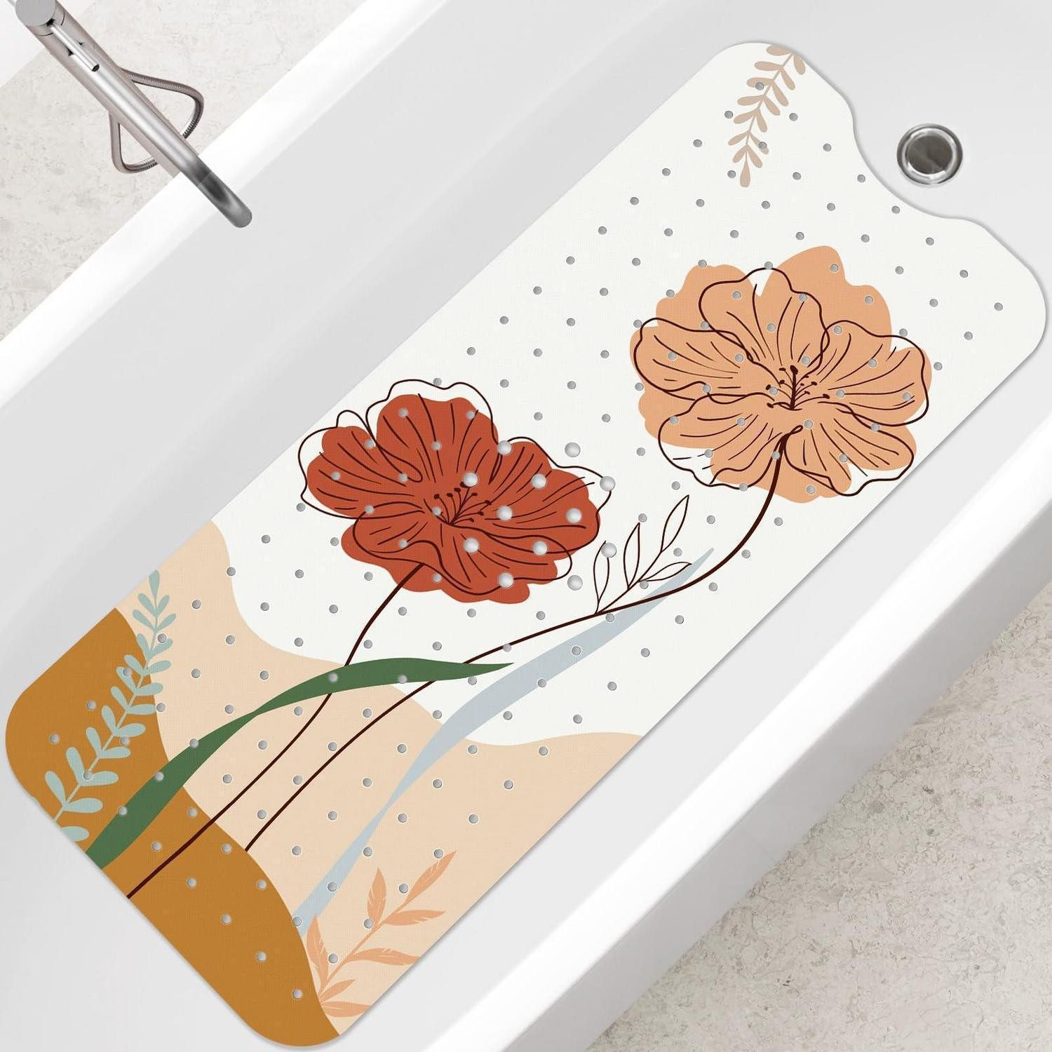 LuxusKollektion Wanneneinlage Badewannenmatte Boho Blume 100x40cm, B: 40 cm, L: 100 cm