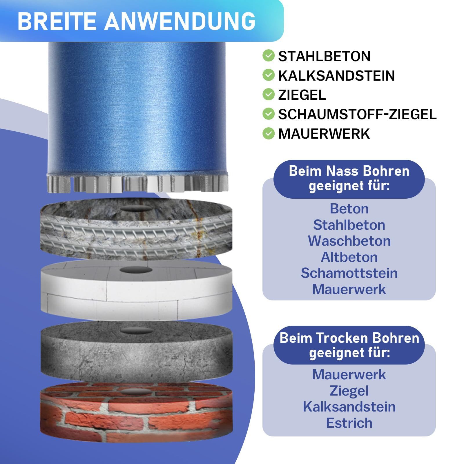 XERSEK Kernbohrer Turbo Diamantbohrkrone Nass Trocken günstig online kaufen