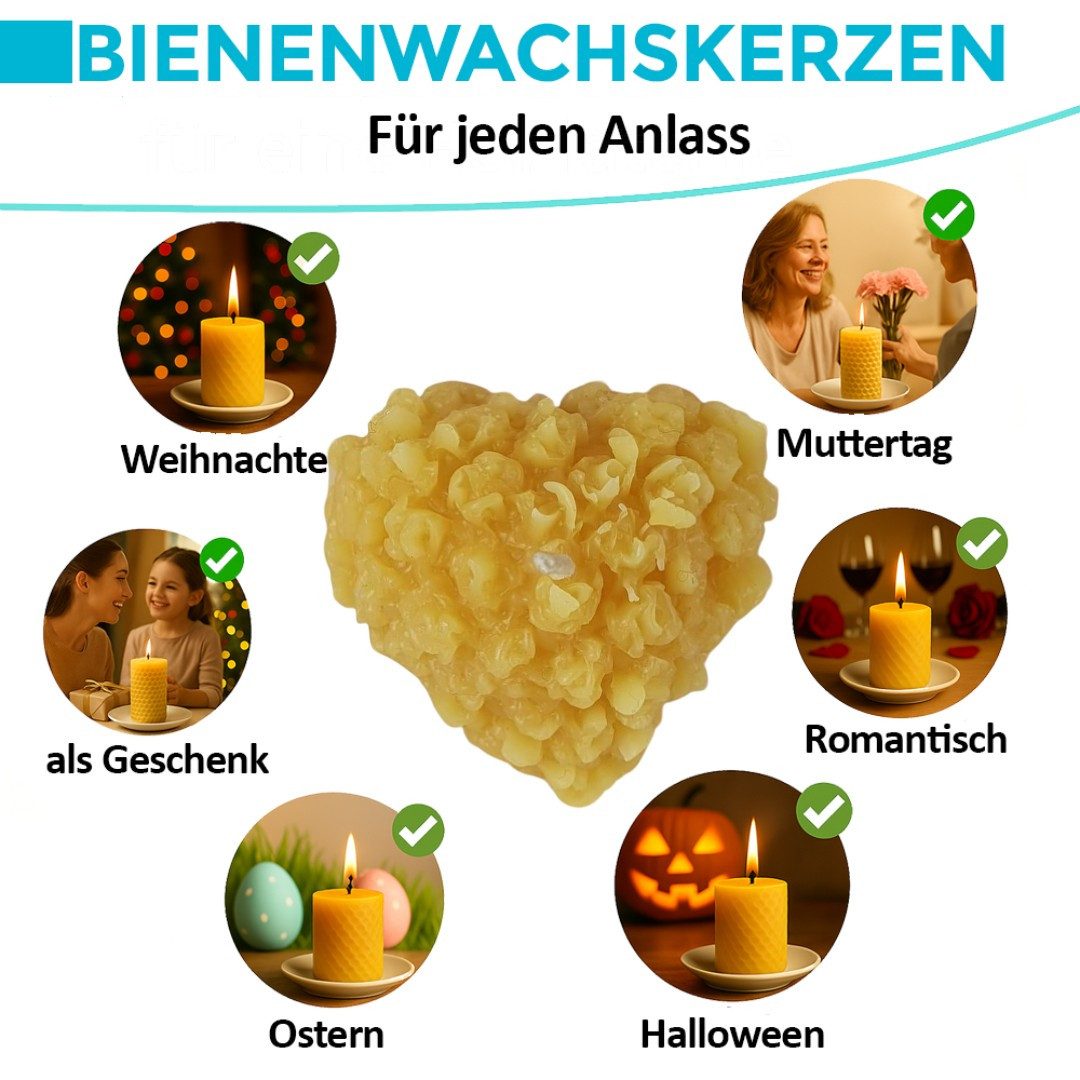 Aspinaworld Bienenwachskerze Rosenkerze Herzform 2 cm – Kerze aus Bienenwachs