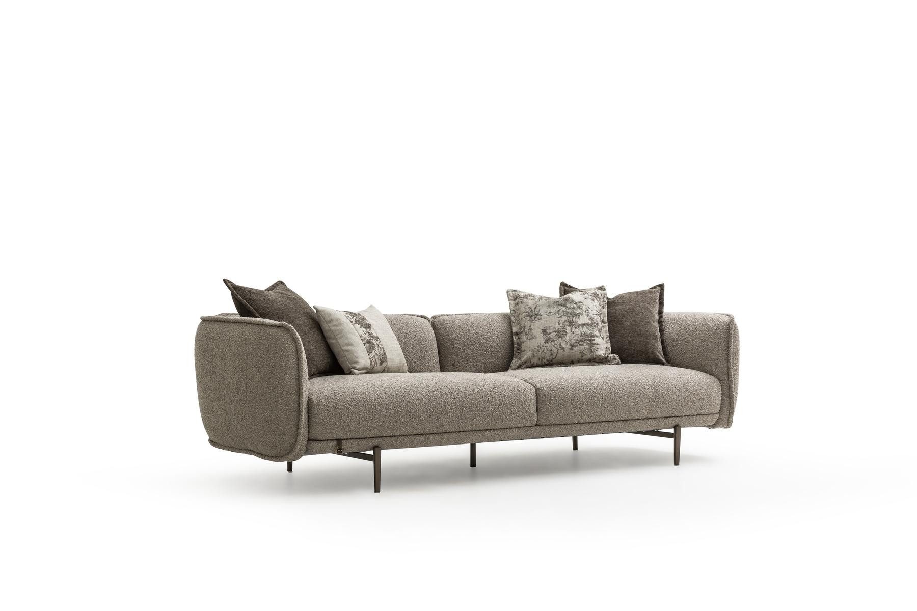 4-Sitzer Modernes graues Sofa aus hochwertigem Stoff mit hohem Komfort