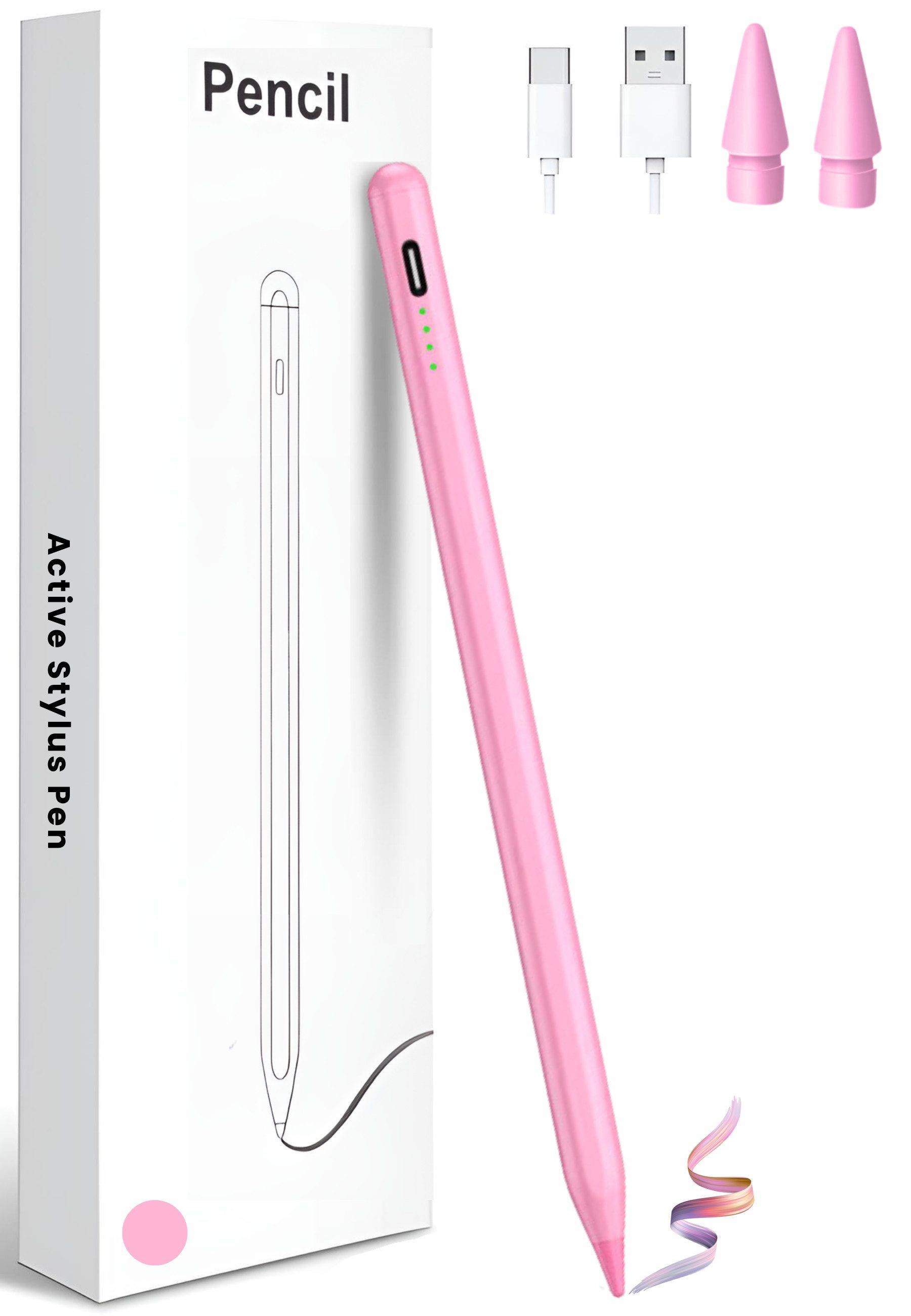 StellarLuma Eingabestift Eingabestift für iPad Schnellladen USB-C für Apple iPad Gen: 2018-2014 (Sylus Pencil wiederaufladbar, USB Pencil für iPad, Ersatzspitze, USB-C Ladekabel) Geeignet für alle iPad Modelle von 2018 - 2024 inklusive Ersatzspitze
