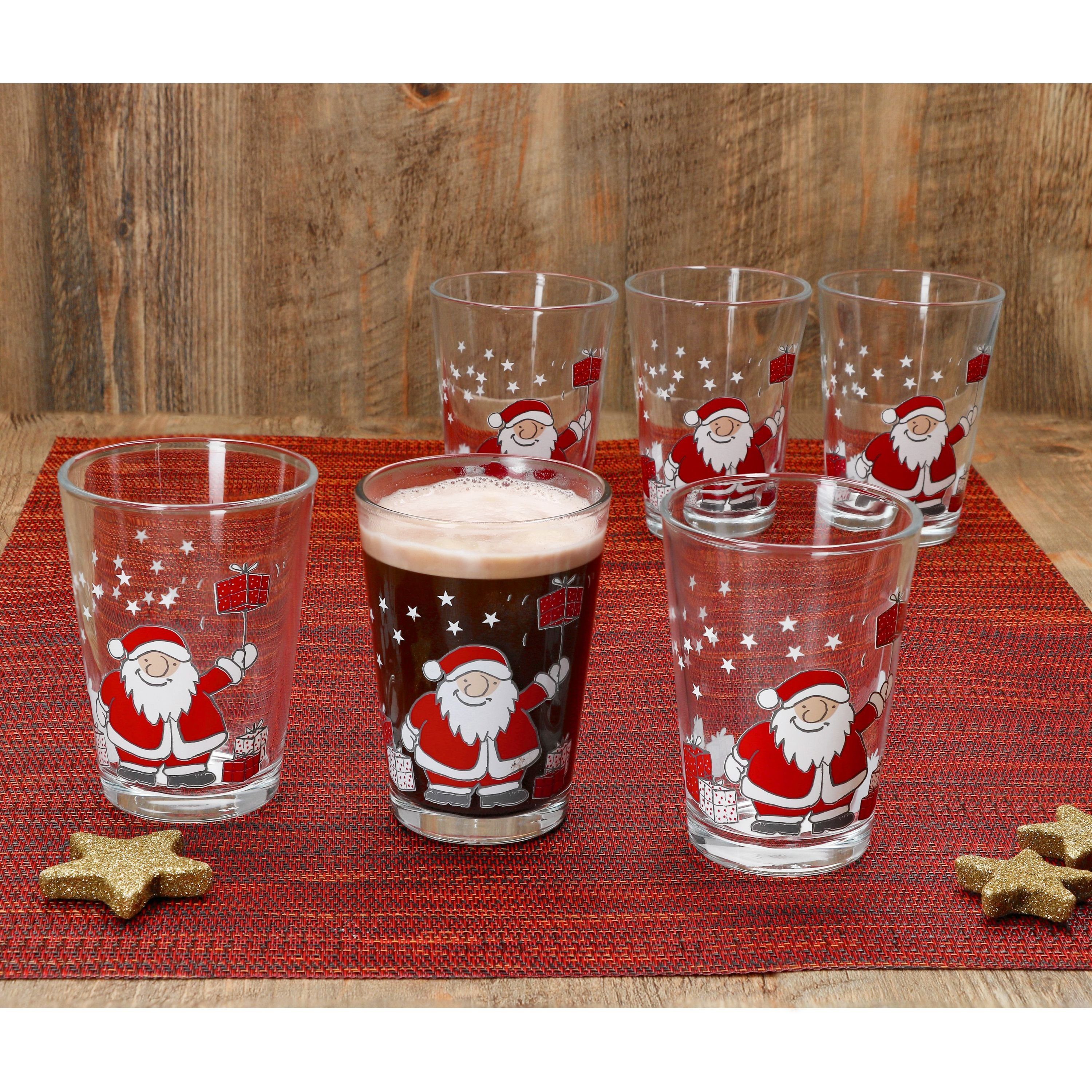 Ritzenhoff & Breker Glas Ritzenhoff Santa Family Winter 6x Glühweingläser 240ml H11cm, Glas, Weihnachtsgeschirr, Weihnachten, Weihnachtsset, Geschirr