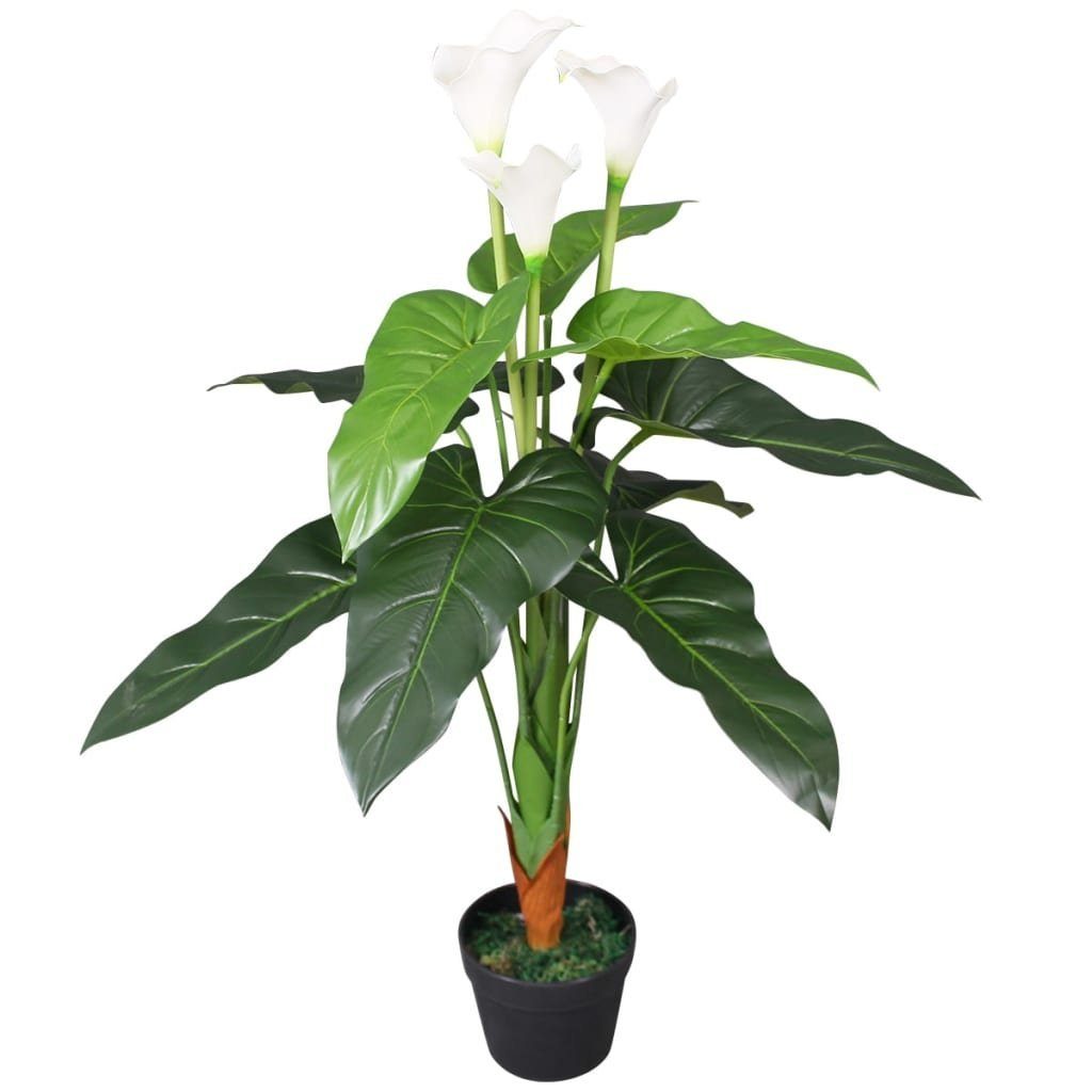 Kunstpflanze Künstliche Calla-Lilie mit Topf 85 cm Weiß, furnicato, Höhe 85 cm