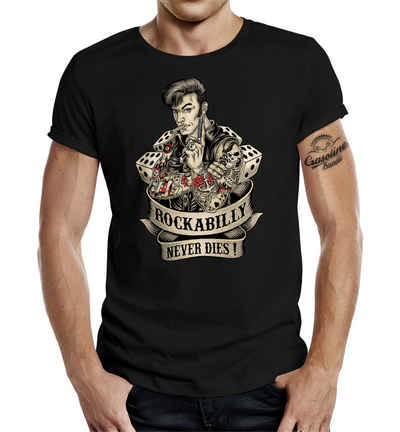GASOLINE BANDIT® T-Shirt für Rockabilly Fans: Rockabilly Never Dies!
