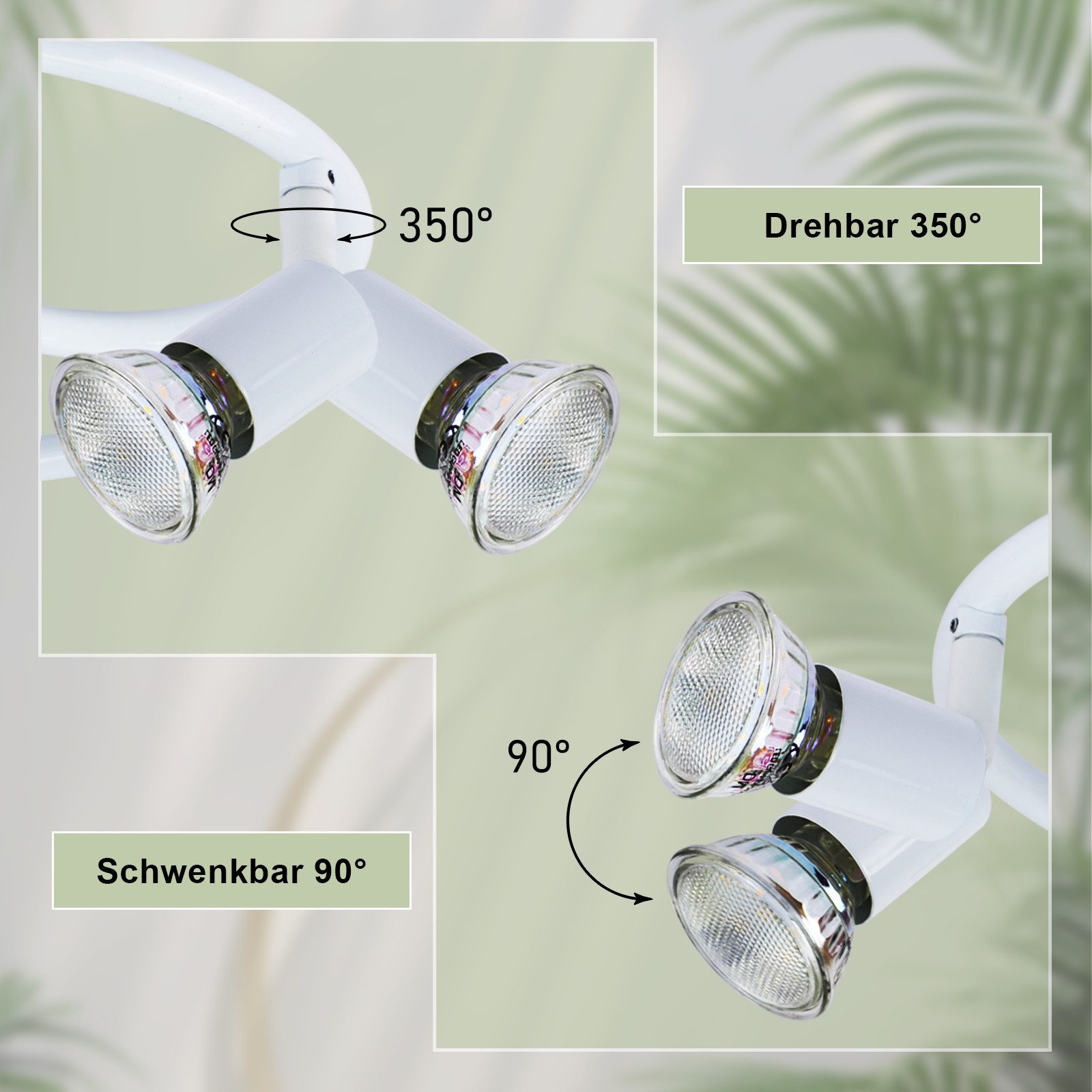 ZMH Deckenstrahler GU10 1/2/3/4 Flammig Modern Deckenleuchte Flur Leuchtmittel Enthalten, Augenschutz, Einfache Installtion, LED wechselbar, Schwenbar 350° Industrial Schlafzimmerlampe
