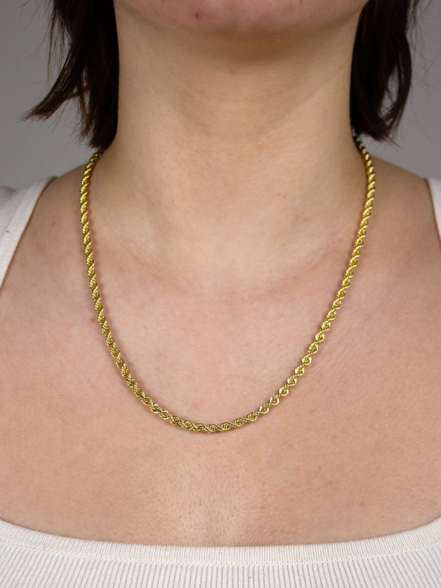 HOPLO Goldkette Goldkette Kordelkette Länge 19 cm - Breite 3,3 mm - 585-14 Karat Gold, Made in Germany – Bild 2 von 5