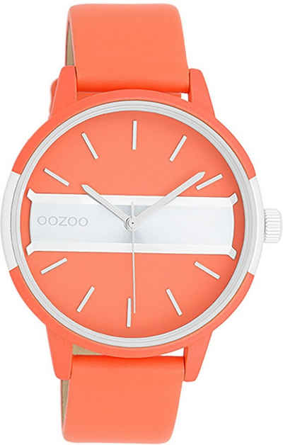 OOZOO Quarzuhr Oozoo Damen Armbanduhr Timepieces Analog, Damenuhr rund, groß (ca. 42mm) Lederarmband, Fashion-Style