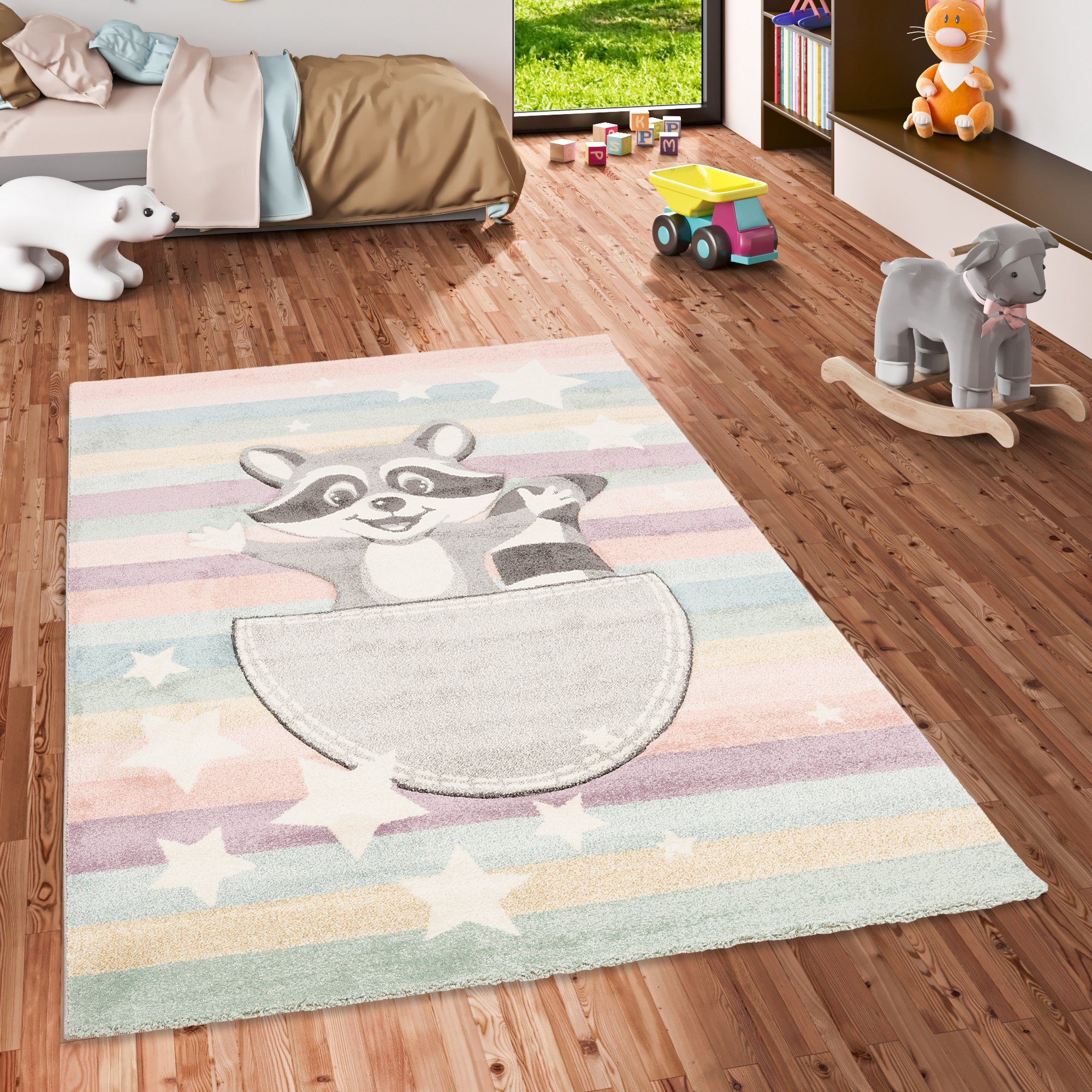 Kinderteppich Kinder Teppich Maui Kids Waschbär
