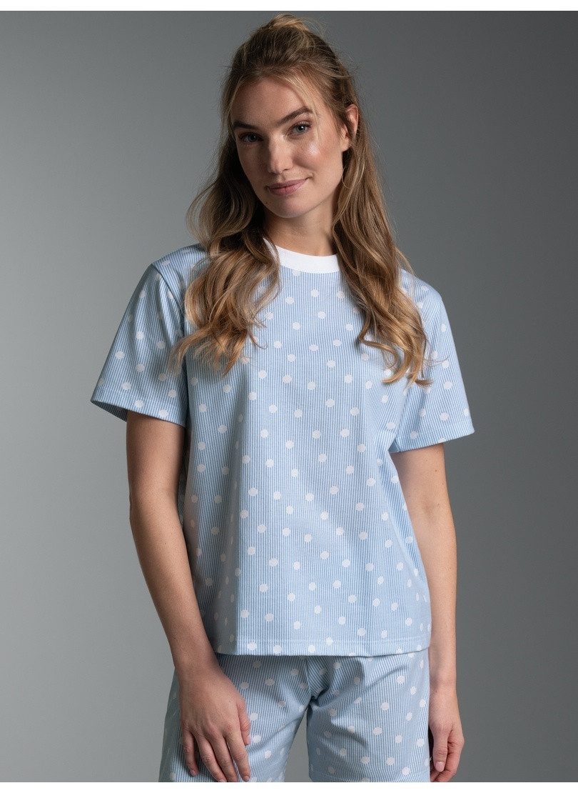 Trigema T-Shirt TRIGEMA Cropped T Shirt mit Allover "Punkt" Muster (1-tlg)