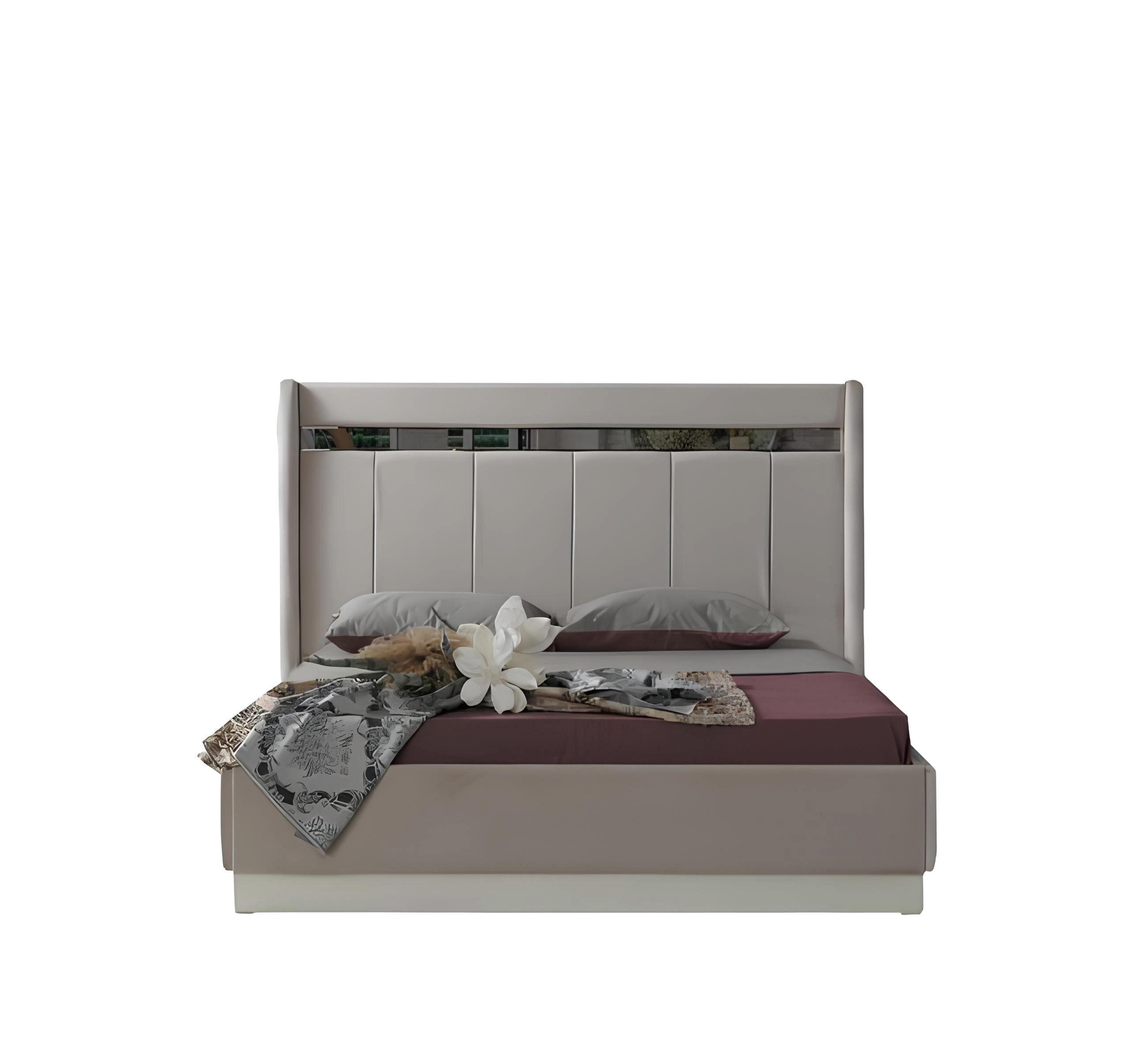 Bett Luxus Bett Modern Beige Schlafzimmermöbel Holzgestell Design Möbel