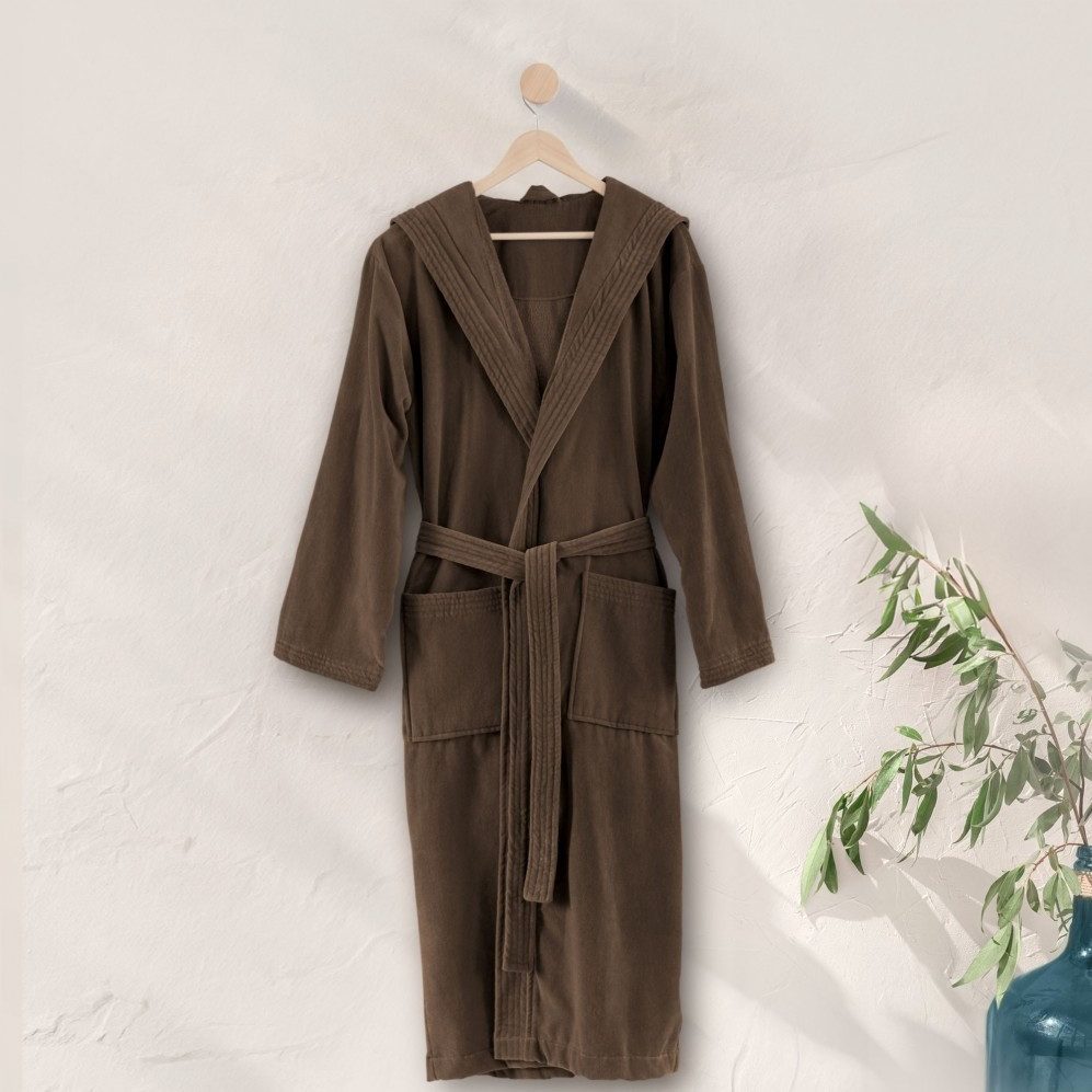 Zwoltex Herrenbademantel mit eleganter Velour I 100% Ägyptischer Baumwolle - 345Gr/m2 I VITO, Ägyptische Baumwolle Velours 340 g/m² ca.1,4 kg