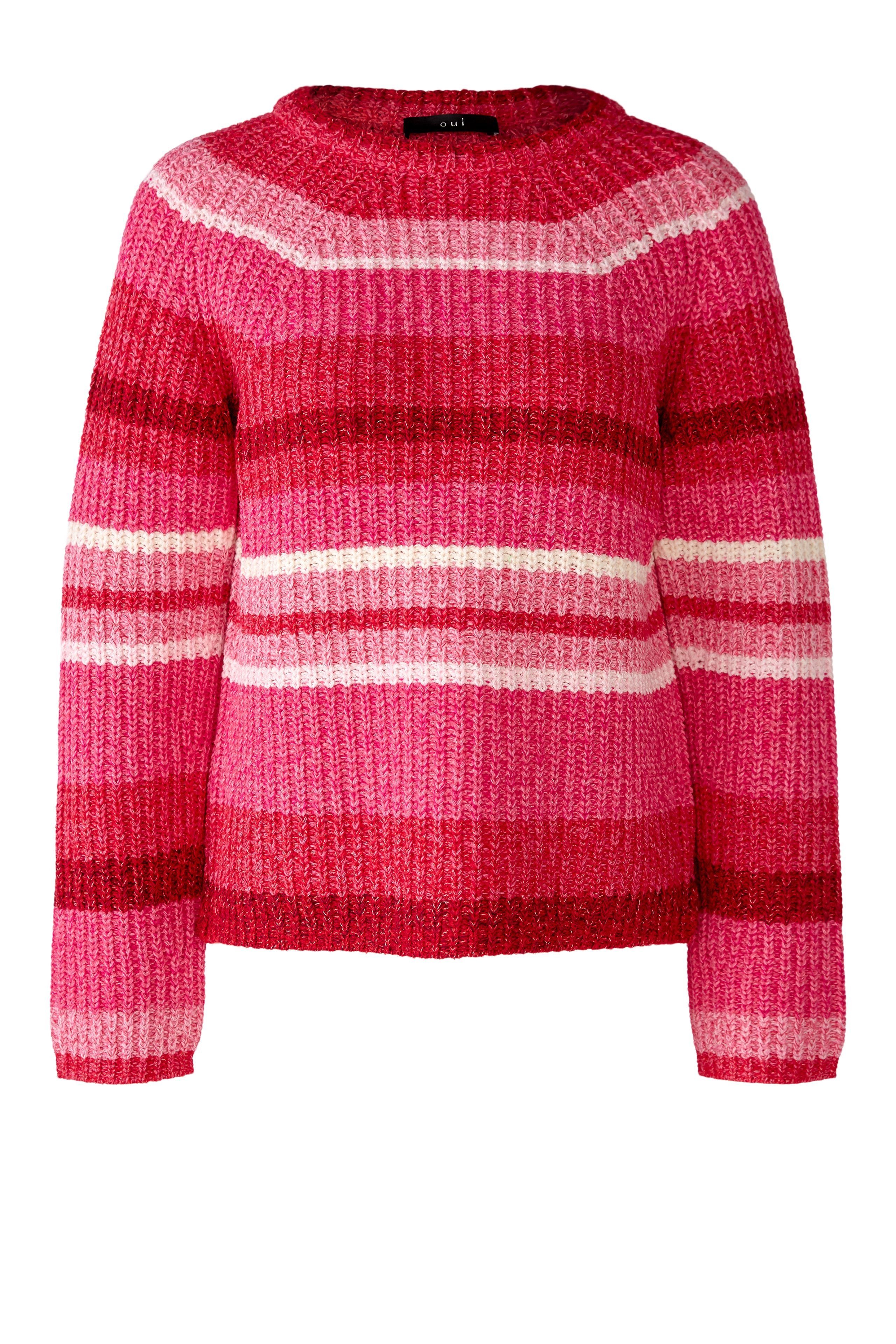 Pullover Garnmix Damen - (1-tlg) red Strickpullover Oui Iconic pink Oui