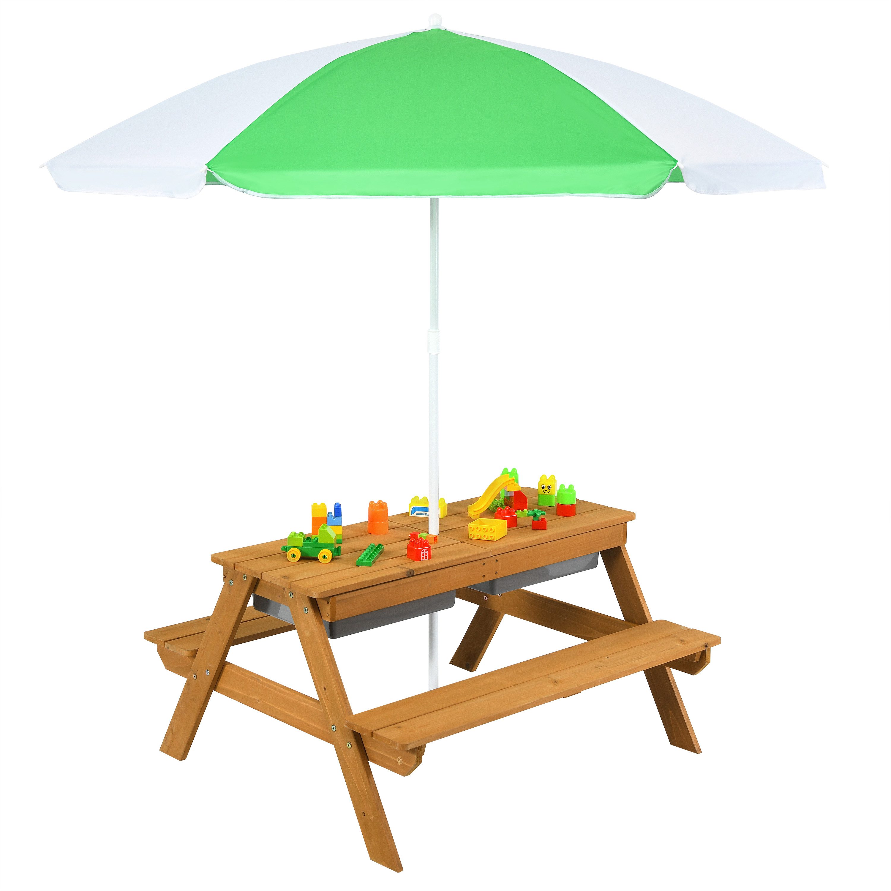 COSTWAY Garten-Kindersitzgruppe 4 Sitzer Picknick, Holz, günstig online kaufen