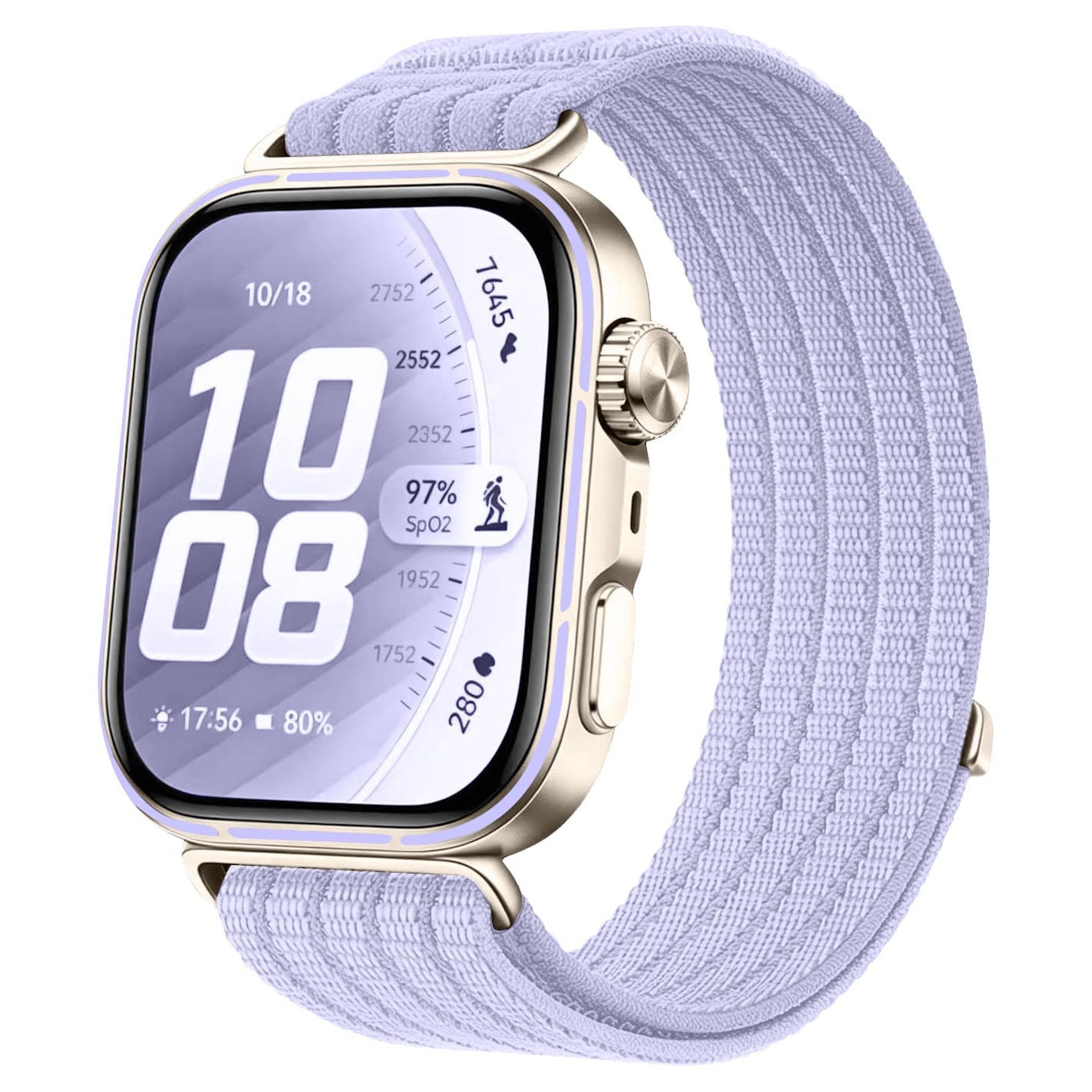 Wigento Smartwatch-Armband Nylon für Huawei Watch Fit 5 4 / 5 4 Pro / 3 Klettverschluss Hell-Lila, Klettverschluss, Verstellbar