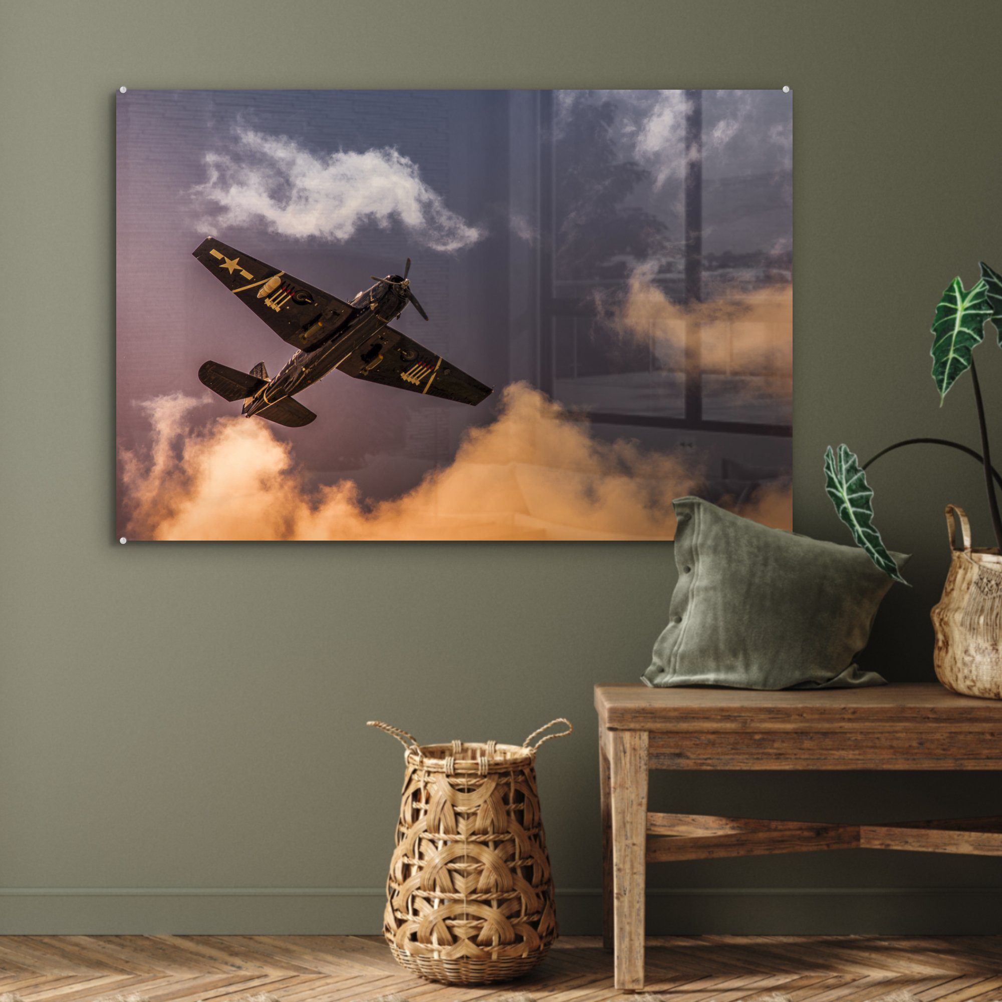 MuchoWow - Fliegen Flugzeuge (1 Wohnzimmer Luft, & - Acrylglasbilder St), Acrylglasbild Schlafzimmer