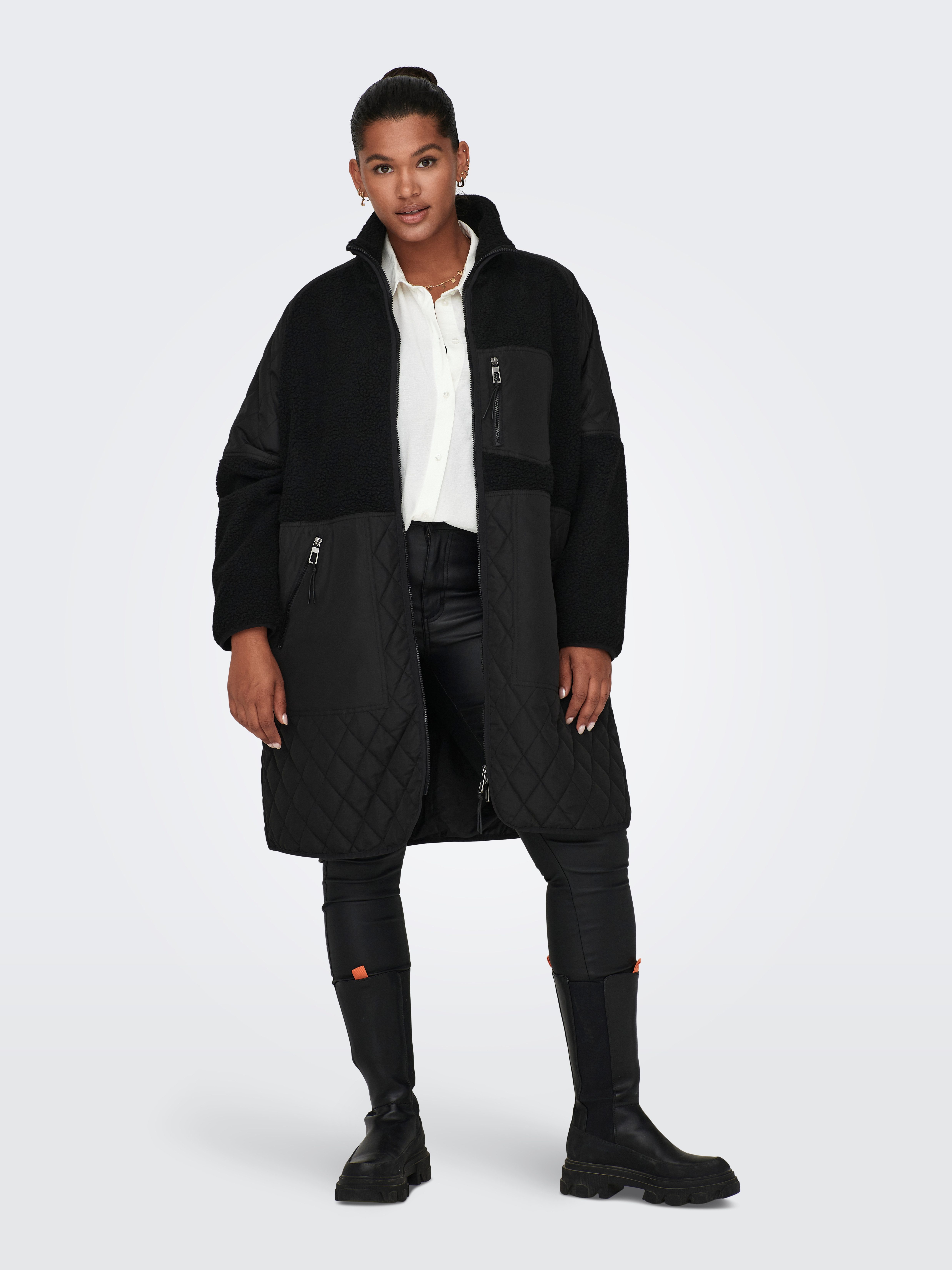 ONLY CARMAKOMA Steppmantel CAROHIO QUILT MIX FLEECE JACKET CC OTW im Materialmix