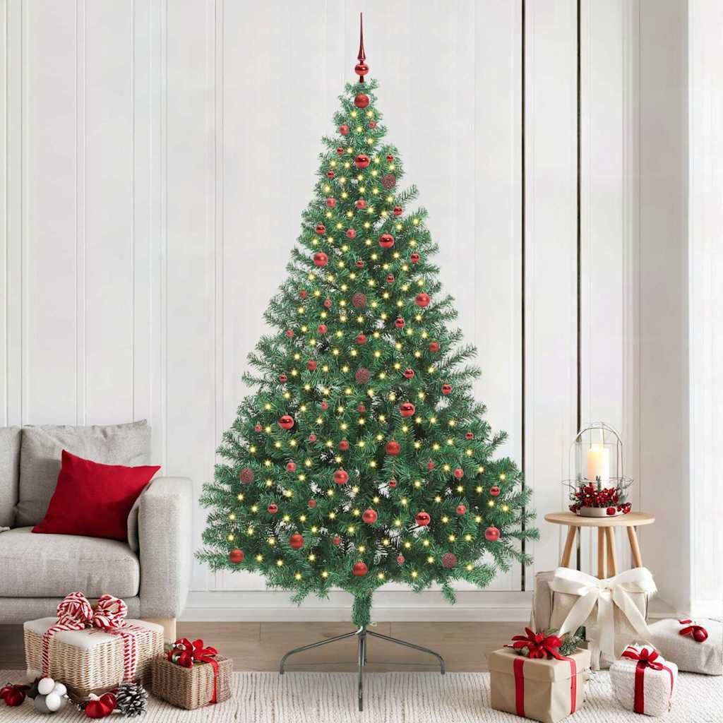 Künstlicher Weihnachtsbaum Grün 240 cm mit warmweißen LED-Lichtern