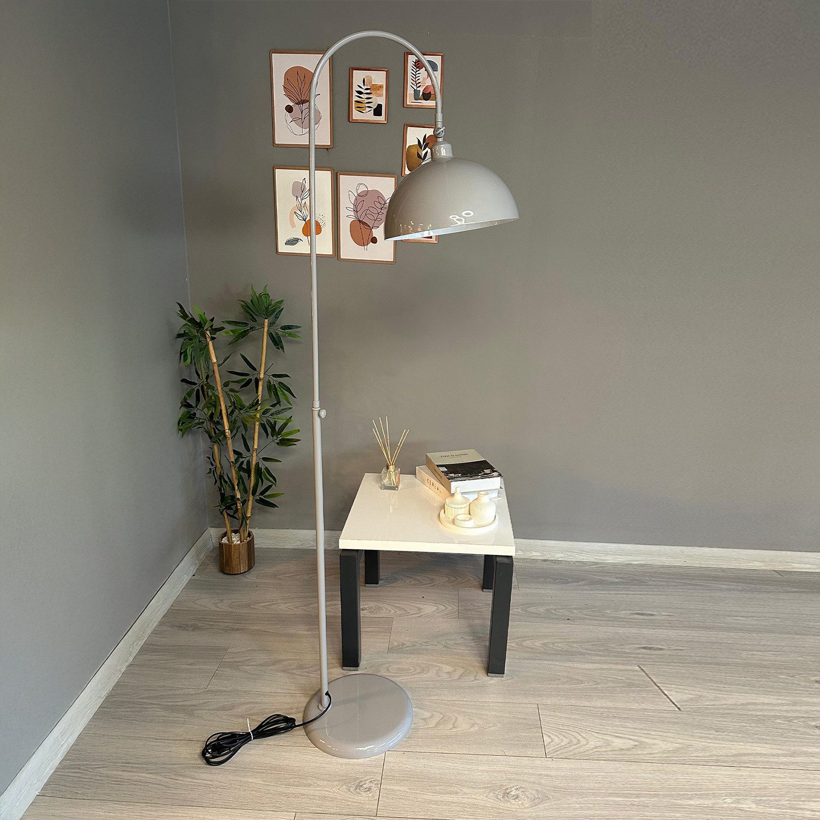 Bamyum Stehlampe Moderne Stehlampe aus Metall mit E27, verstellbarer Lampenschirm, ohne Leuchtmittel, E27, verstellbarer Lampenschirm, Stehluchte mit Ablage