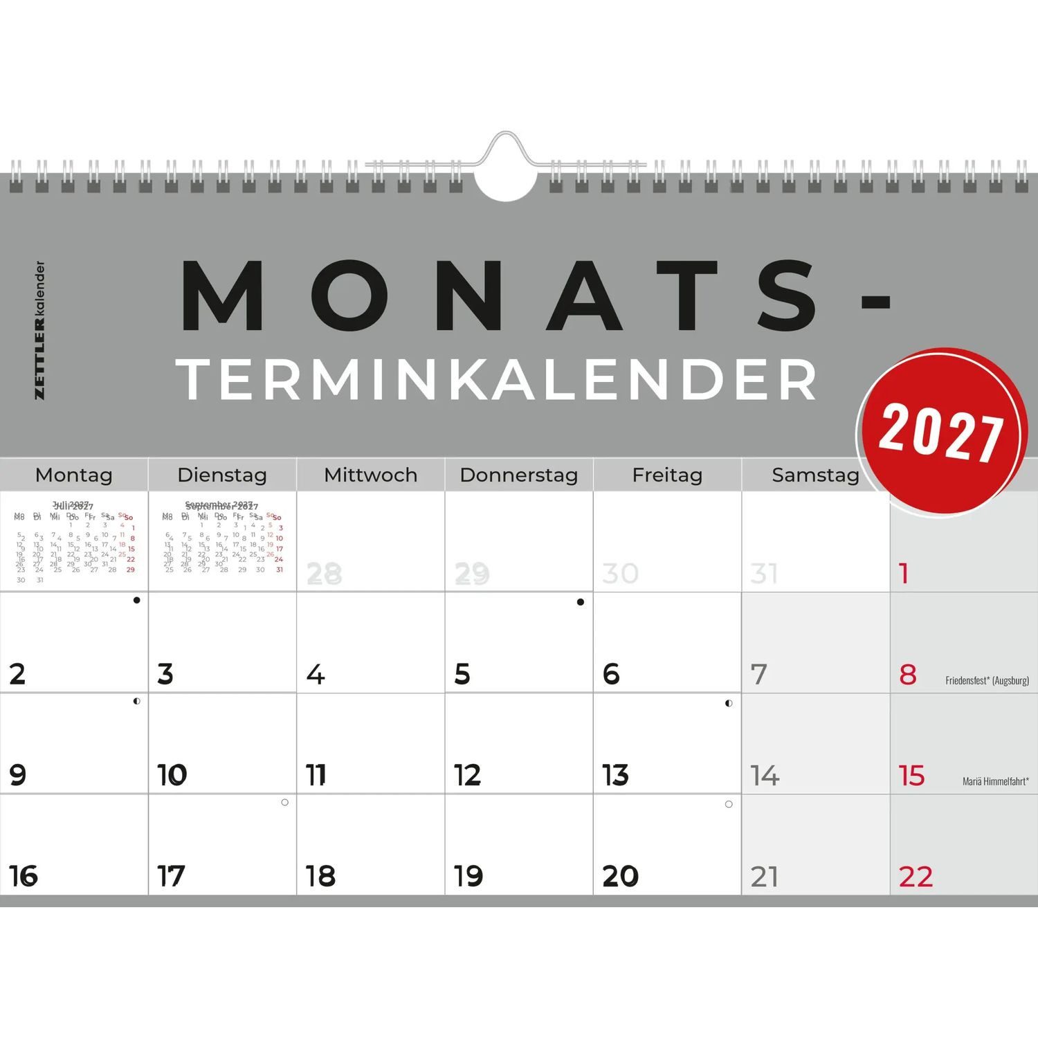 NEUMANN Wandkalender Monatsterminkalender 1M/1S 2027