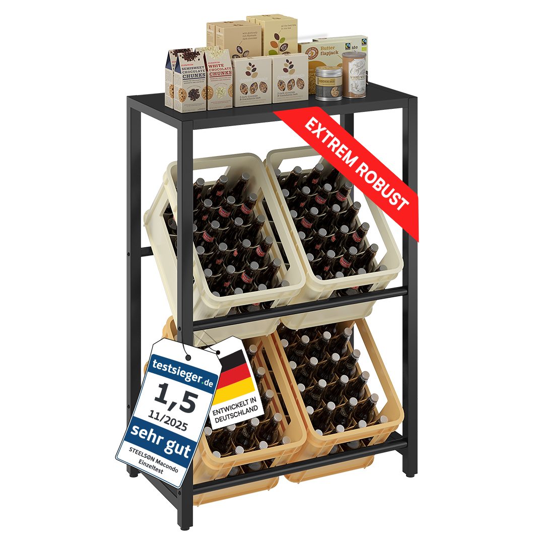 STEELSØN Flaschenregal Macondo mit Ablage, 4 Kisten, Getränkekistenregal au günstig online kaufen