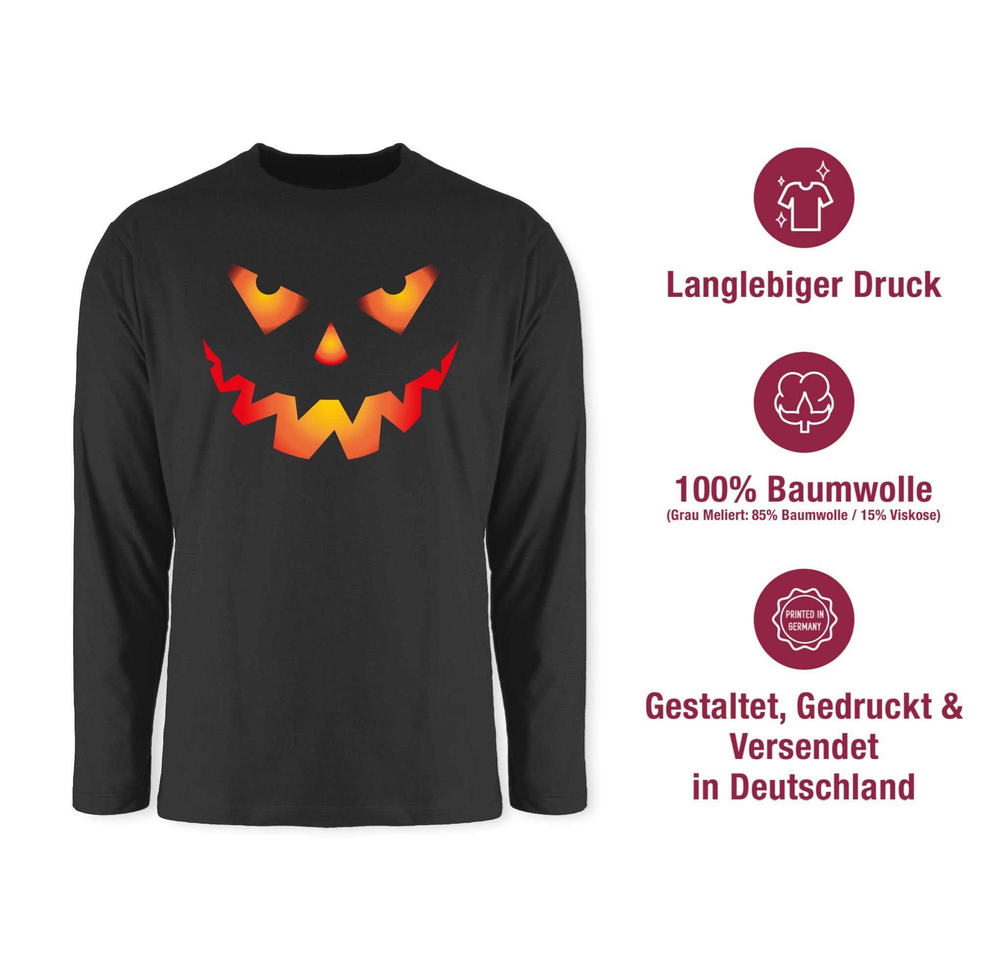 Shirtracer Rundhalsshirt Halloween Kürbis Gesicht Gruseliger Kürbisgesicht Gruselig Böse Halloween Kostüme Herren