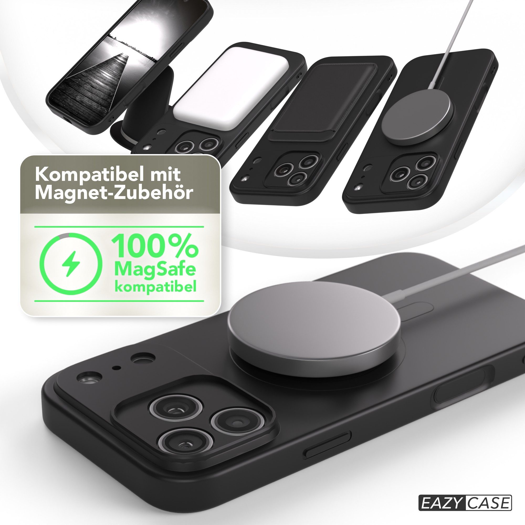 EAZY CASE Handyhülle für Apple iPhone 17 Pro Max Hülle Silikon 6,9 Zoll, Schutzhülle mit MagSafe kratzfest Back Cover Kameraschutz Schwarz – Bild 5 von 5