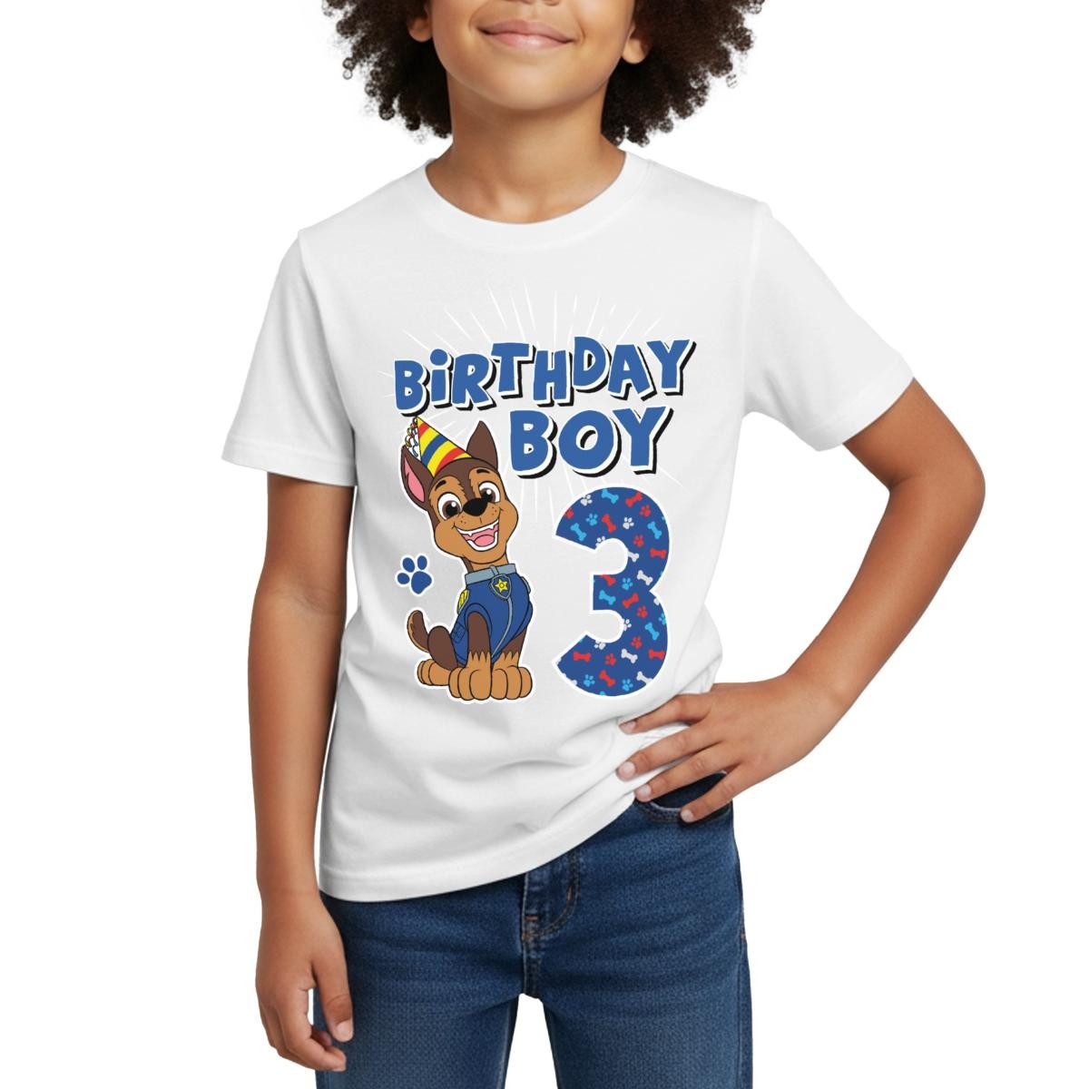 T-Shirt Paw Patrol Chase 3 Jahre Alt 3. Geburtstag Kinder T-Shirt