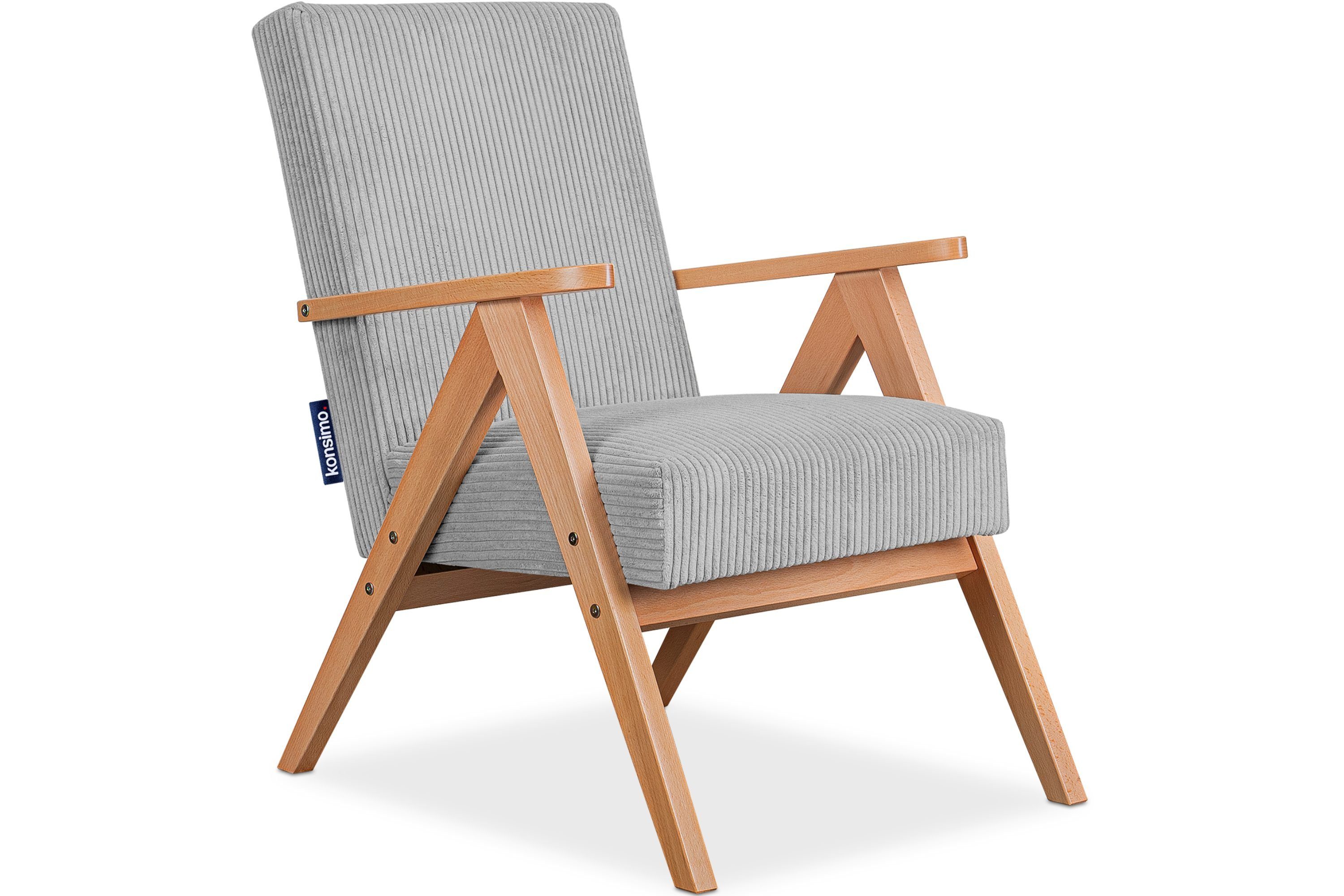 Cocktailsessel Holz, Sessel, lackiertem aus Konsimo Rahmen Rückenlehne NASET profilierte