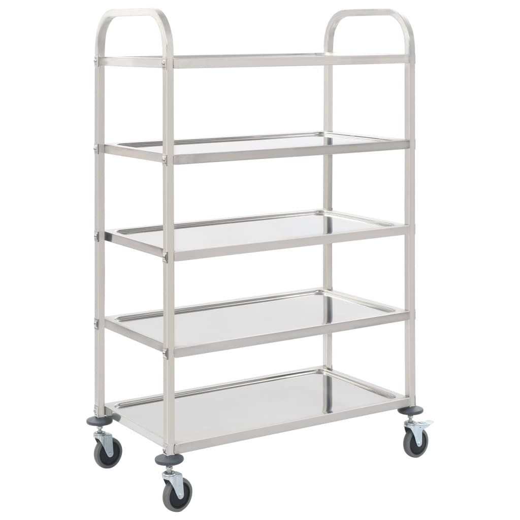 vidaXL Küchenwagen 5-Stufiger Servierwagen 107 x 55 x 147 cm Edelstahl